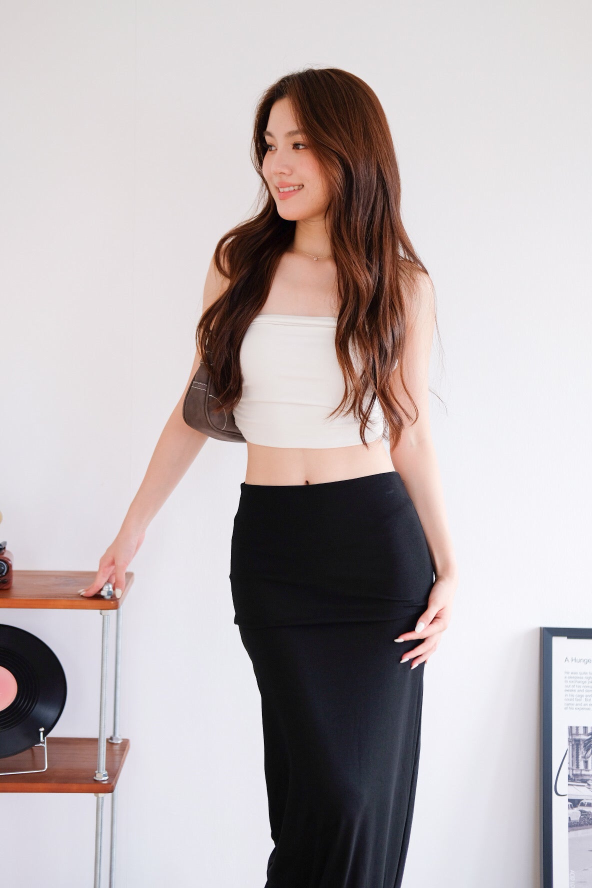 Sienna Cotton Maxi Skirt (Black)