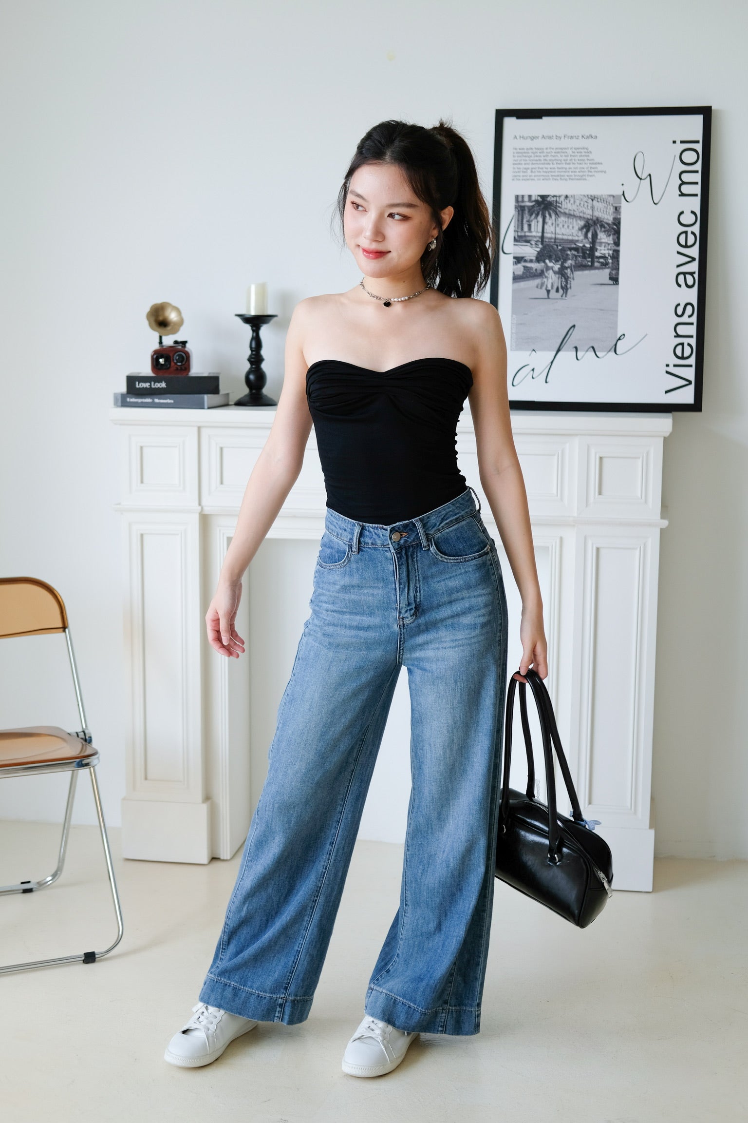 Naomi Twist Cotton Tube Top (Black)