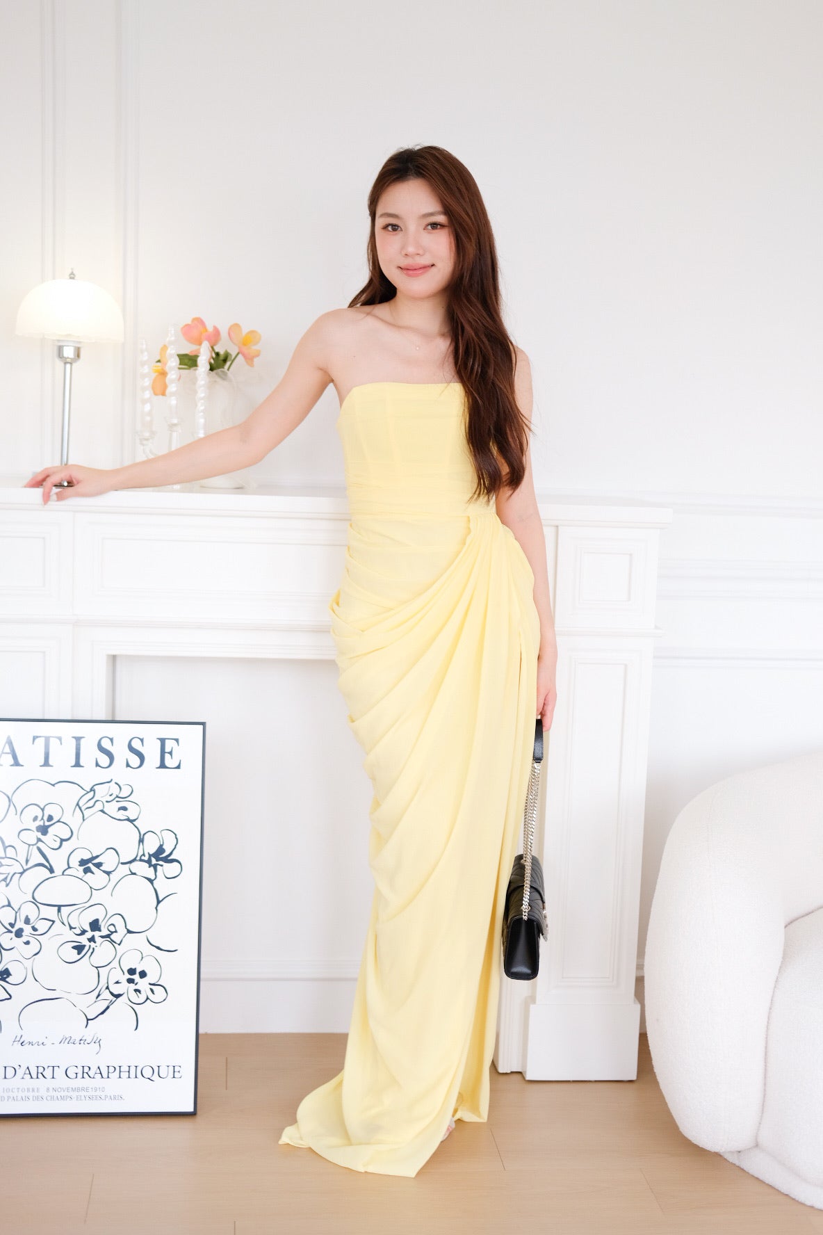 Seraphina Tube Corset Slit Maxi Dress (Sunshine Yellow)