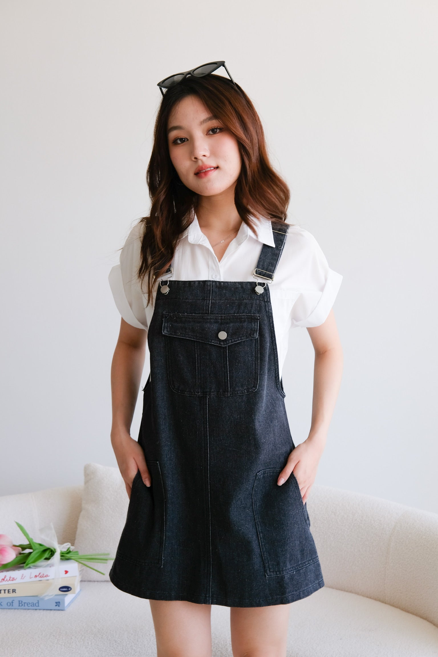 On The Go Denim Dungaree (Denim Black)