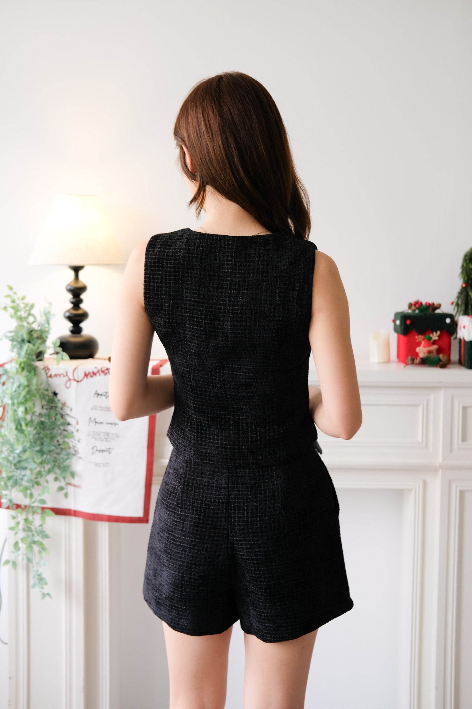 Eleanor Velvet Tweed Set (Black)