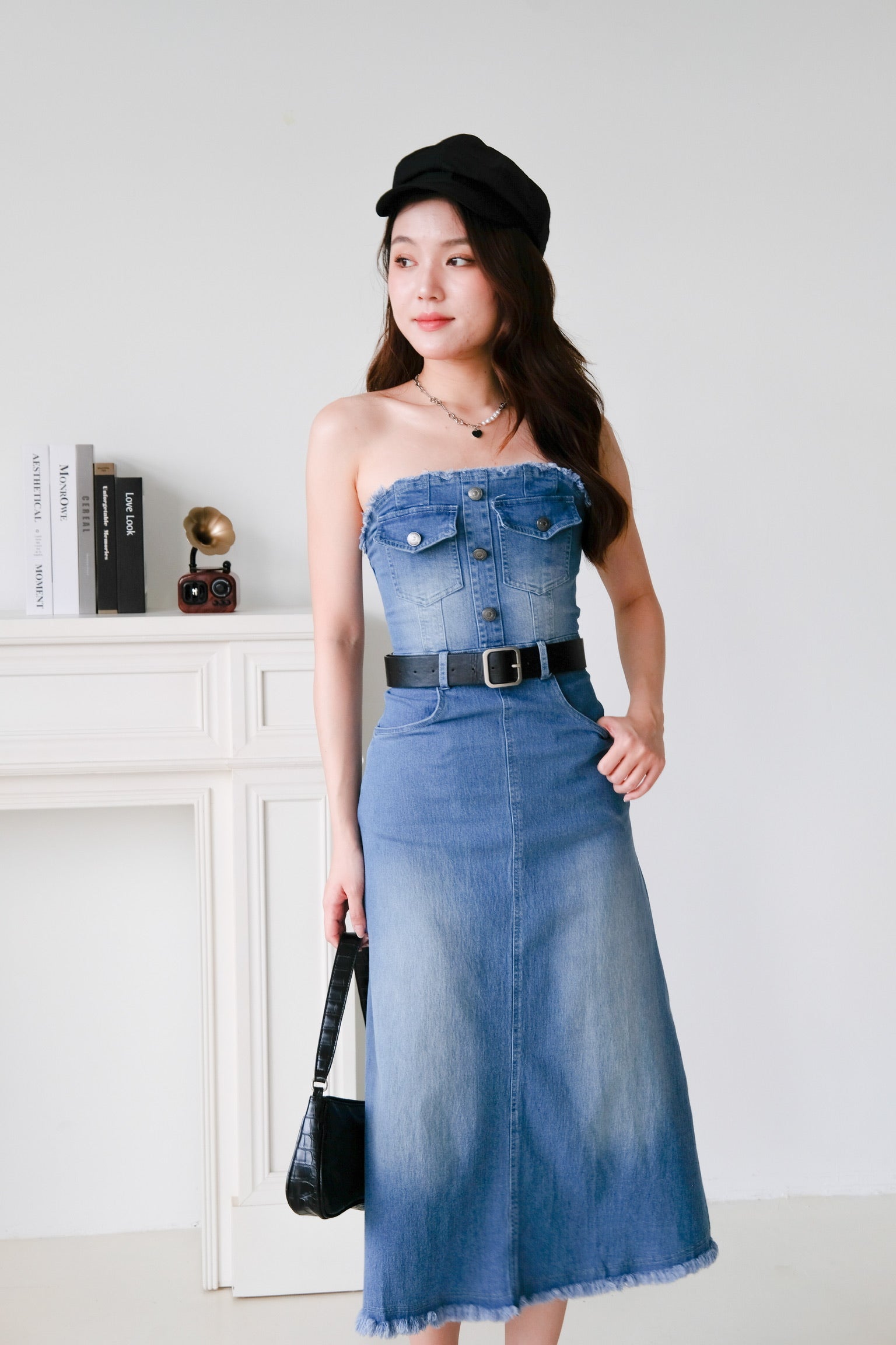 Altitude Denim Tube Maxi Dress (Dark Wash)