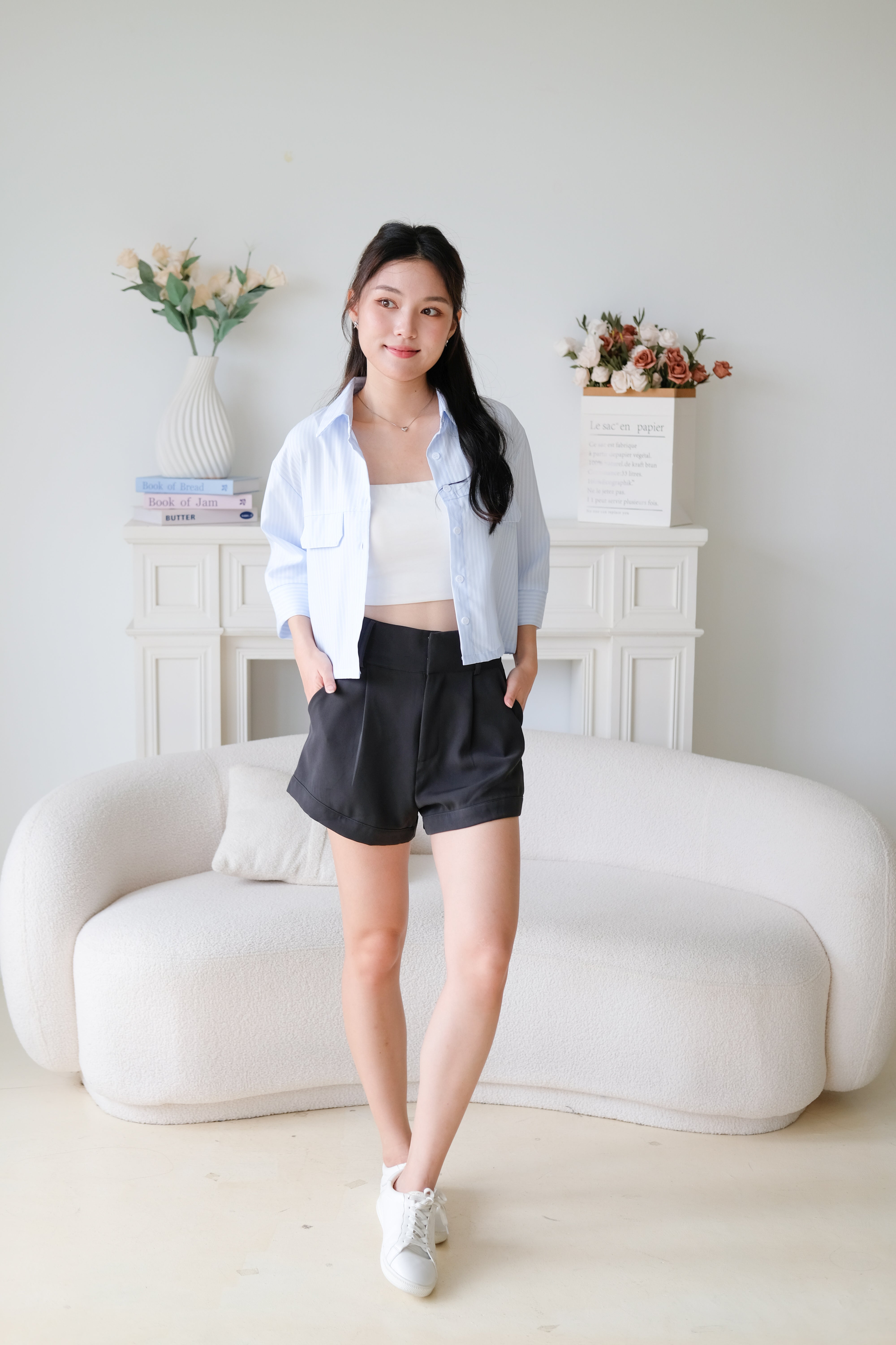 Carsen Stripes Oversized Blouse (Sky Blue)