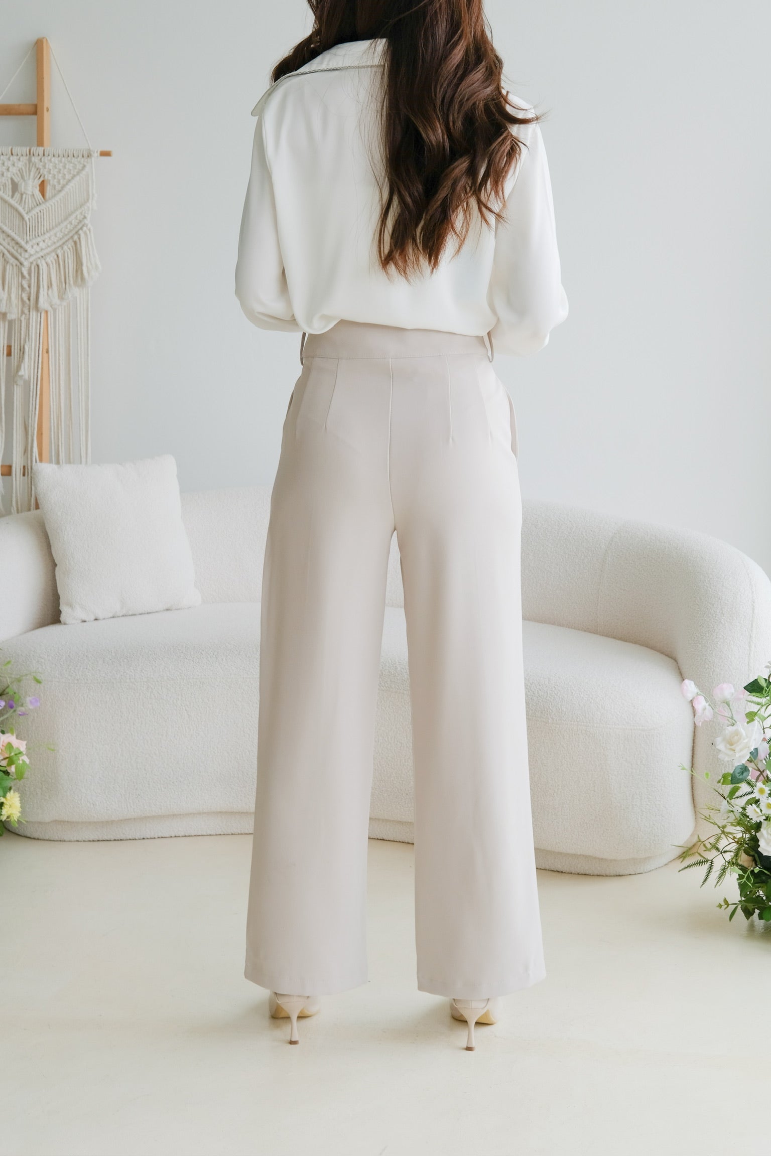 Mabel Belted Culottes Pants (Beige)