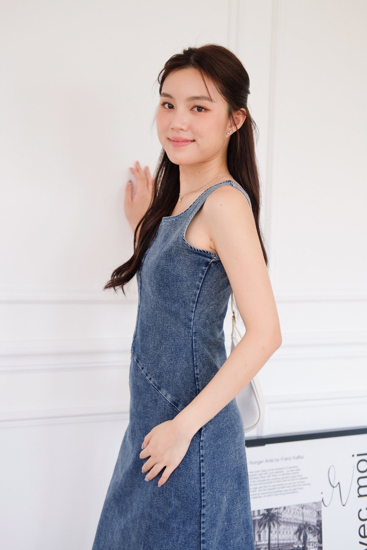 Revolution A Line Denim Maxi Dress (Dark Blue)