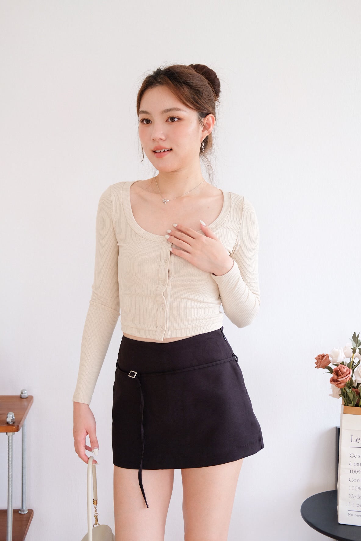Tasha Mini Belt Skort (Black)