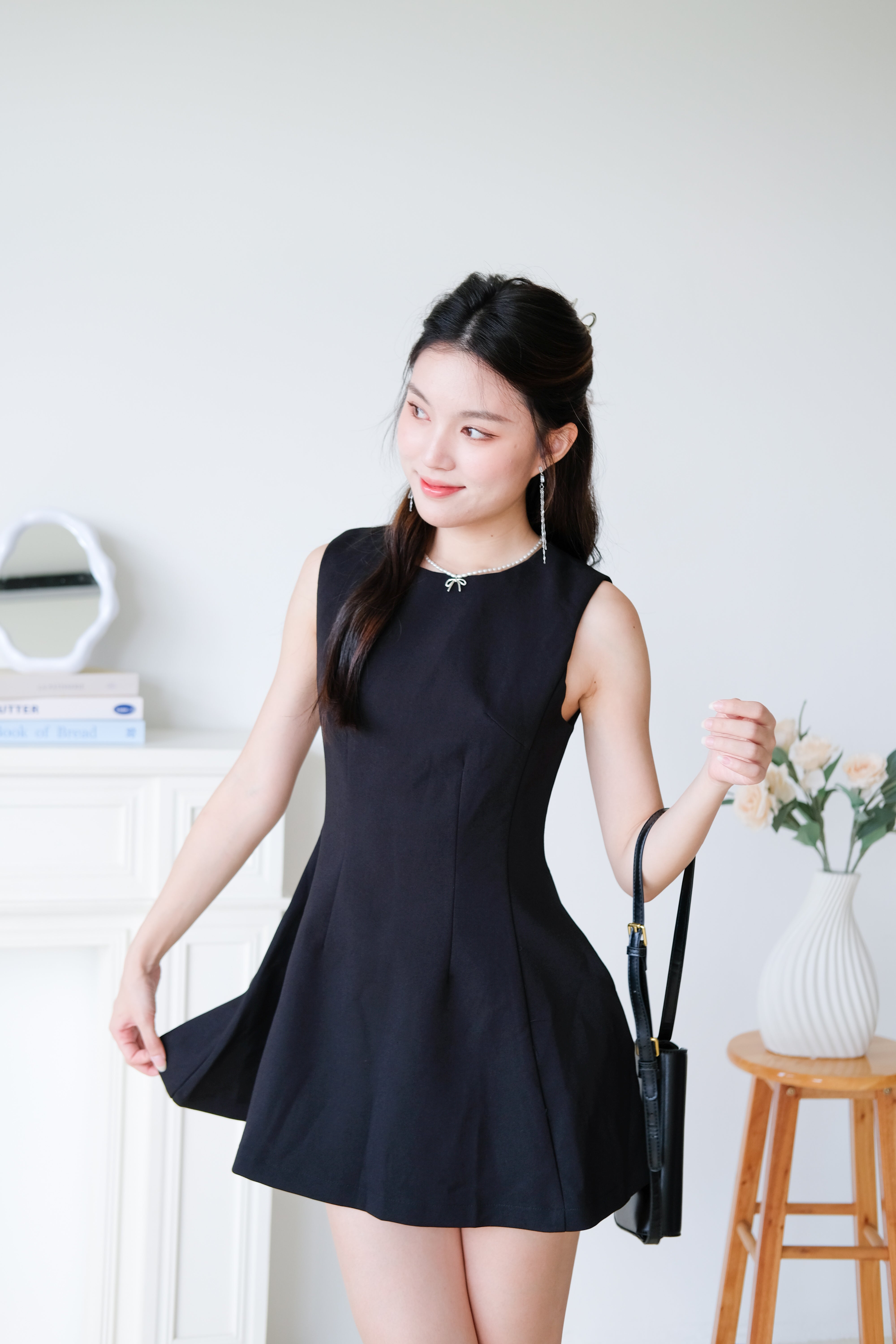 Tasya Skater Dress (Black)