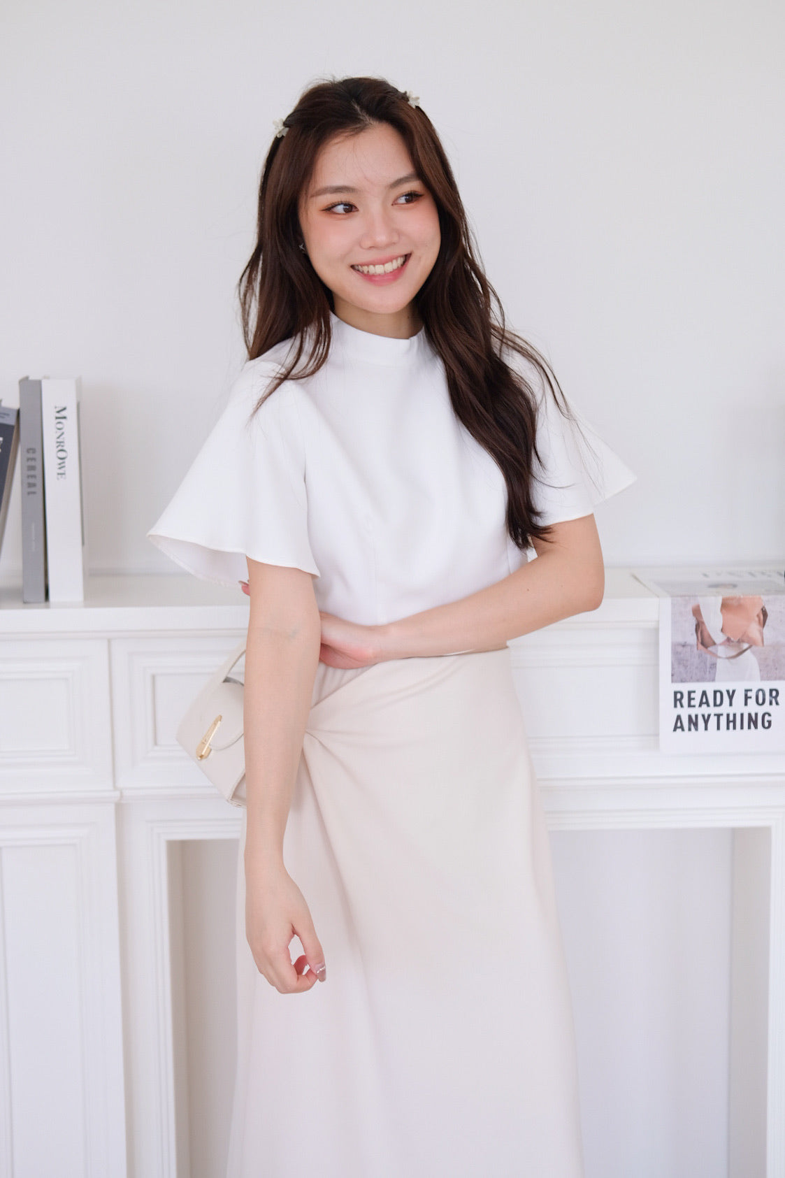 Grace Twist A Line Skirt (Cream)