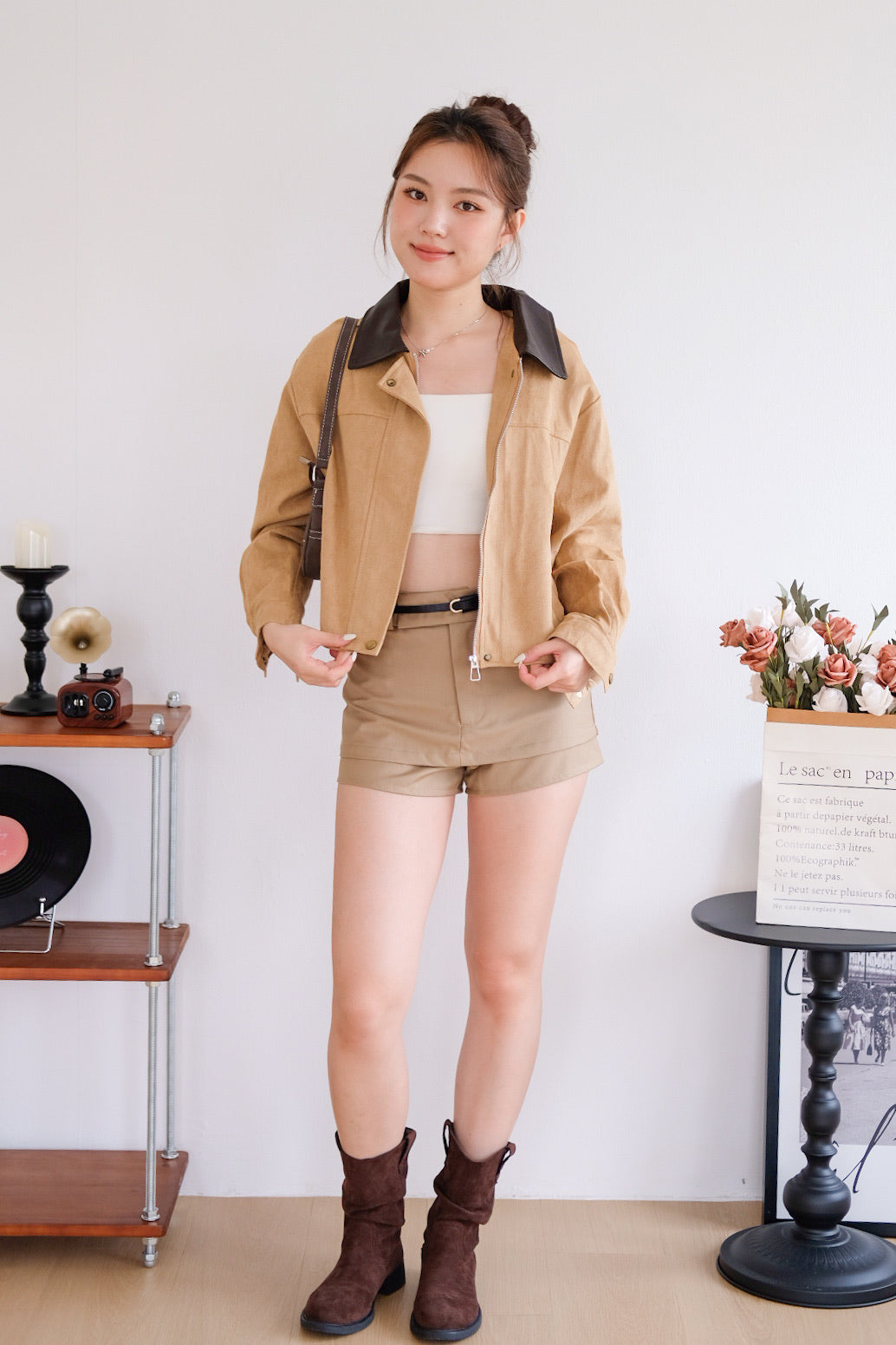 Georgie Suede Jacket (Camel Brown)