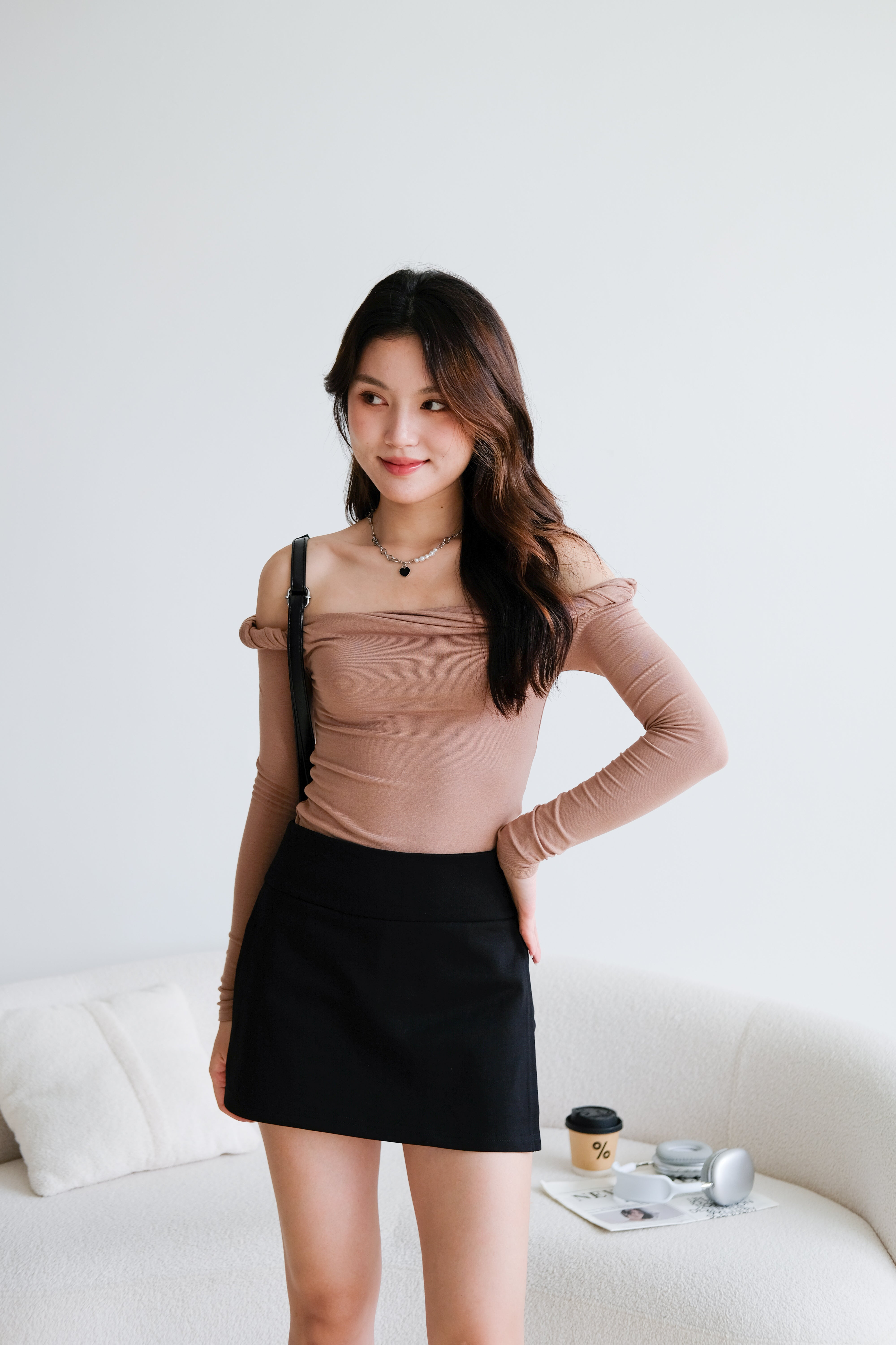 Gio Sporty Side Slit Skorts (Black）