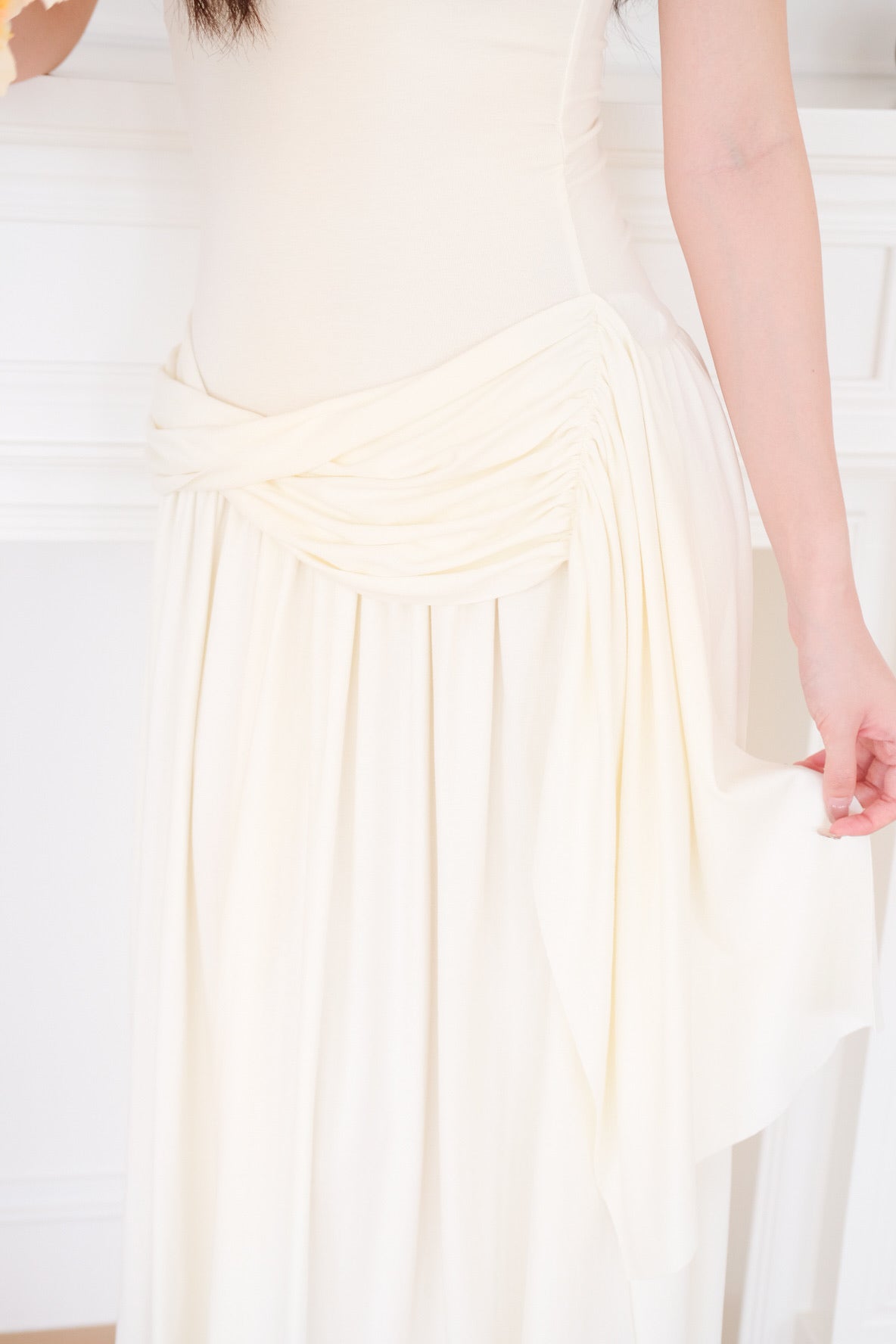 Jessy Toga Cotton Maxi Dress (Pastel Cream)