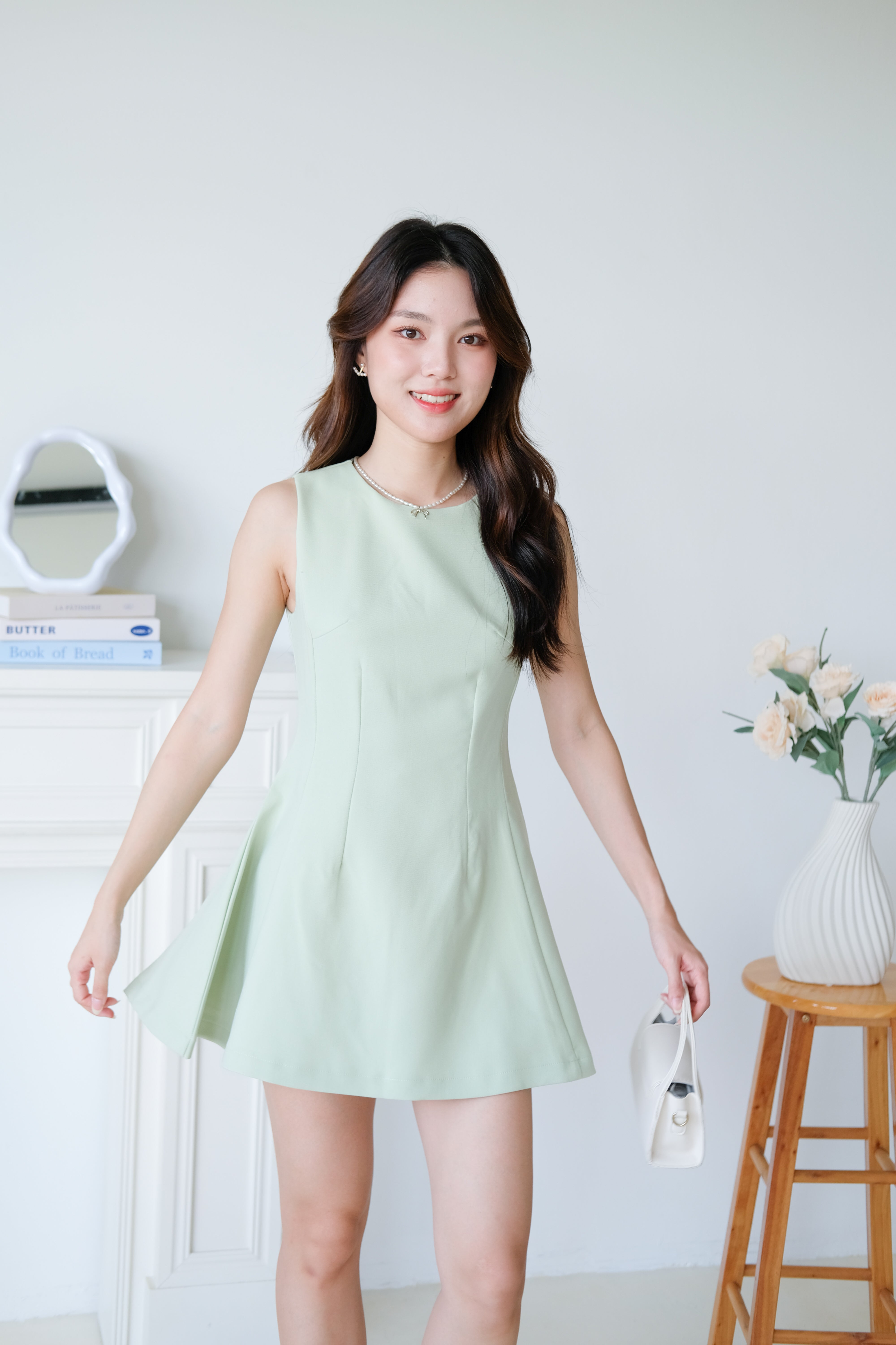 Tasya Skater Dress (Avocado Green)