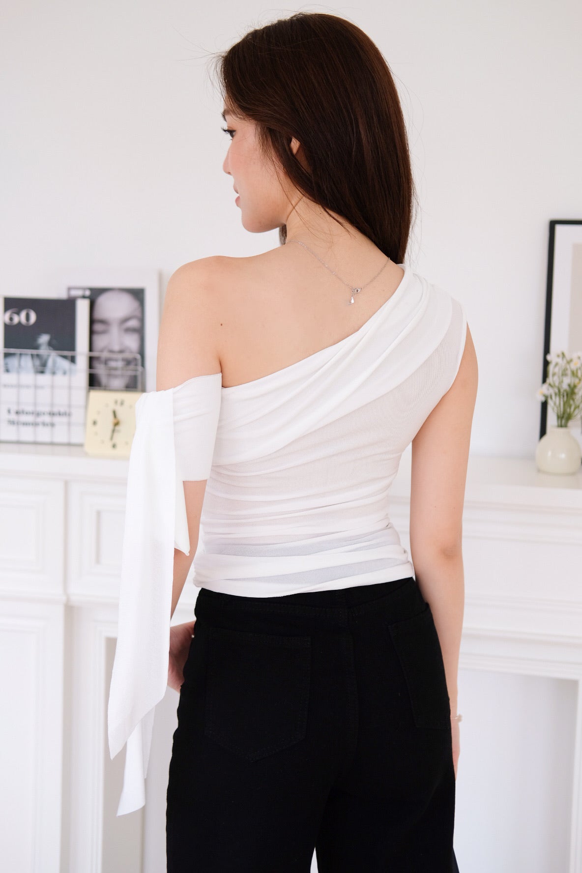 Erika Draped Off Shoulder Top (White)