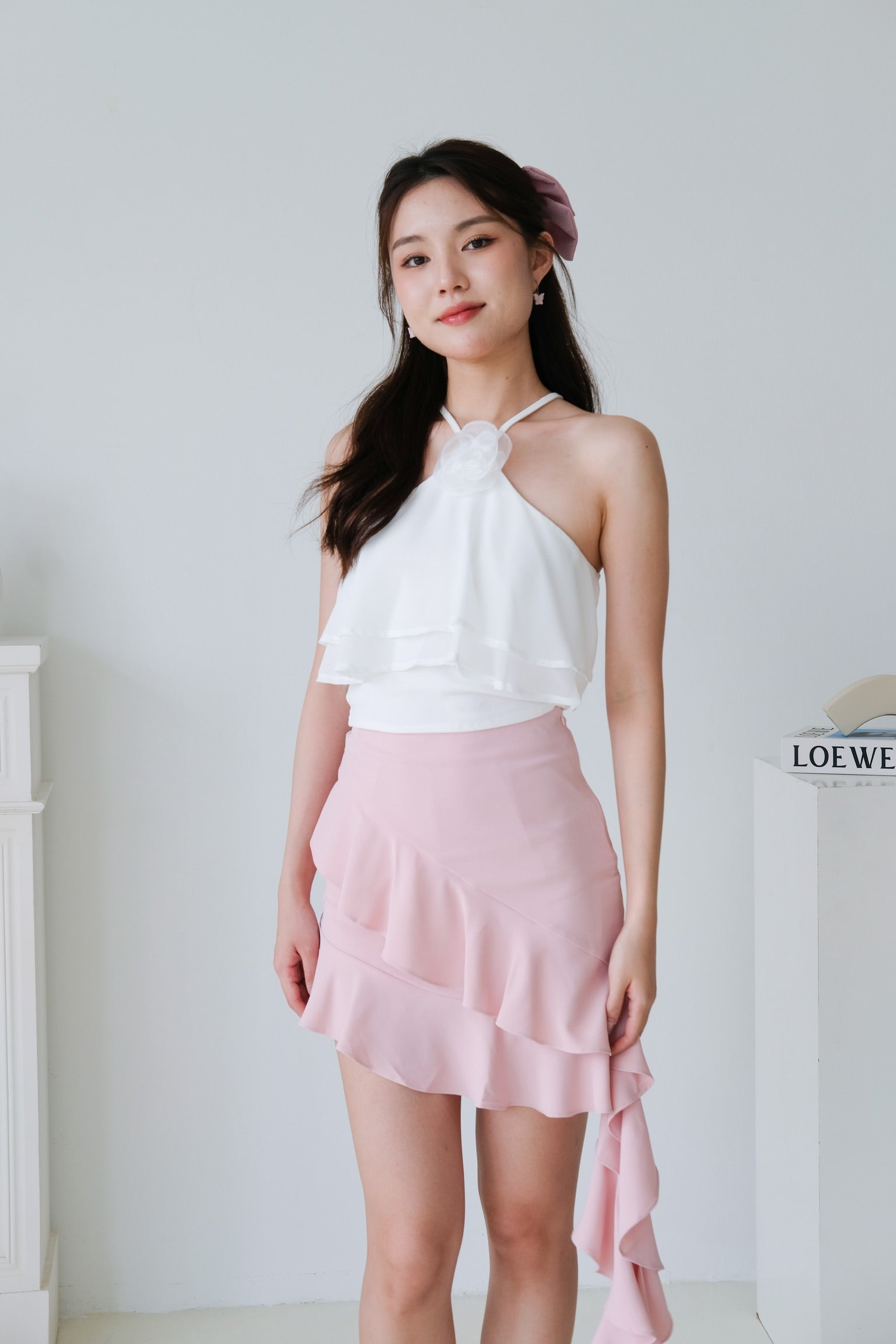 Ariel Rose Flutter Crop (White)