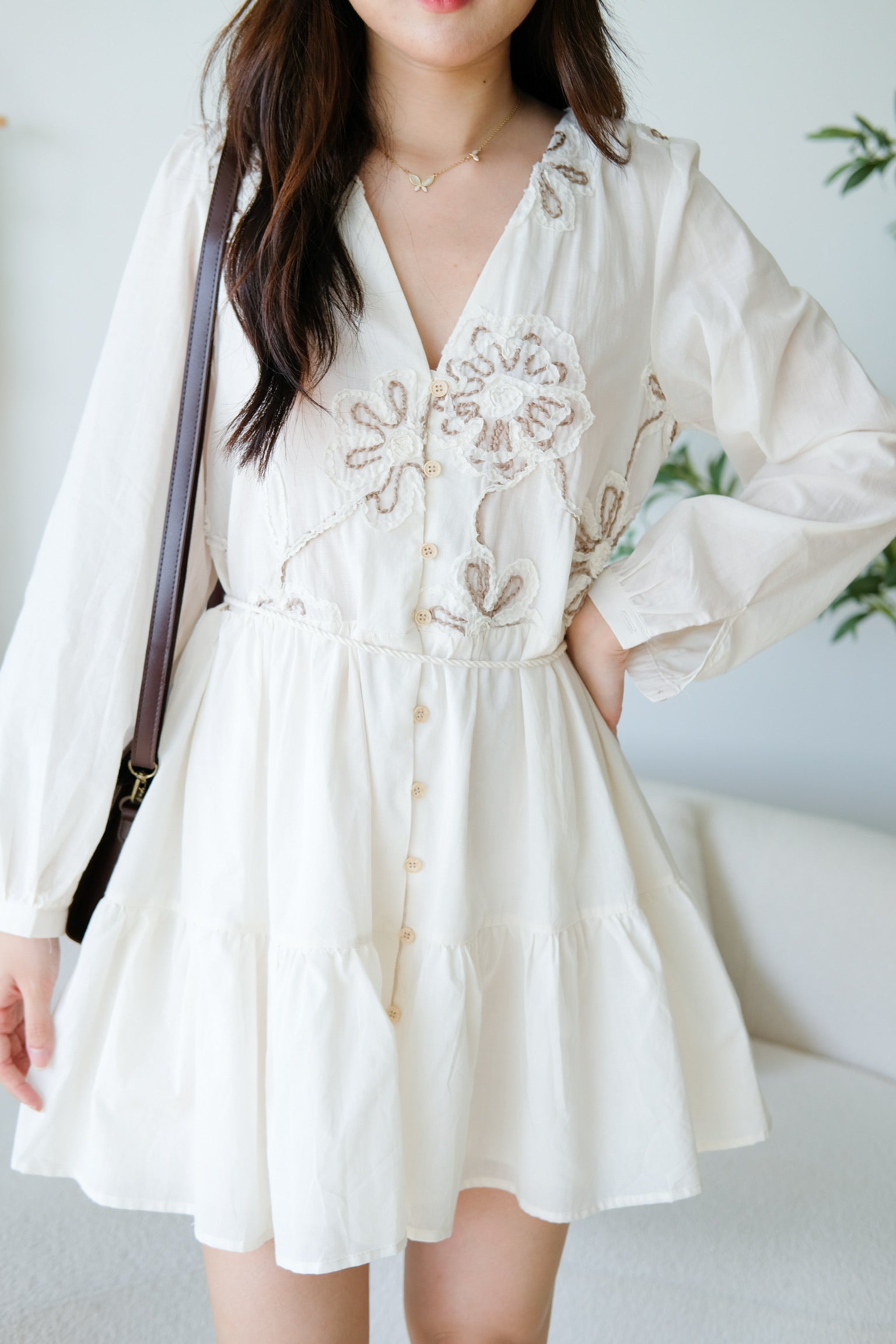 Isla Bohemian Babydoll Dress (Cream)