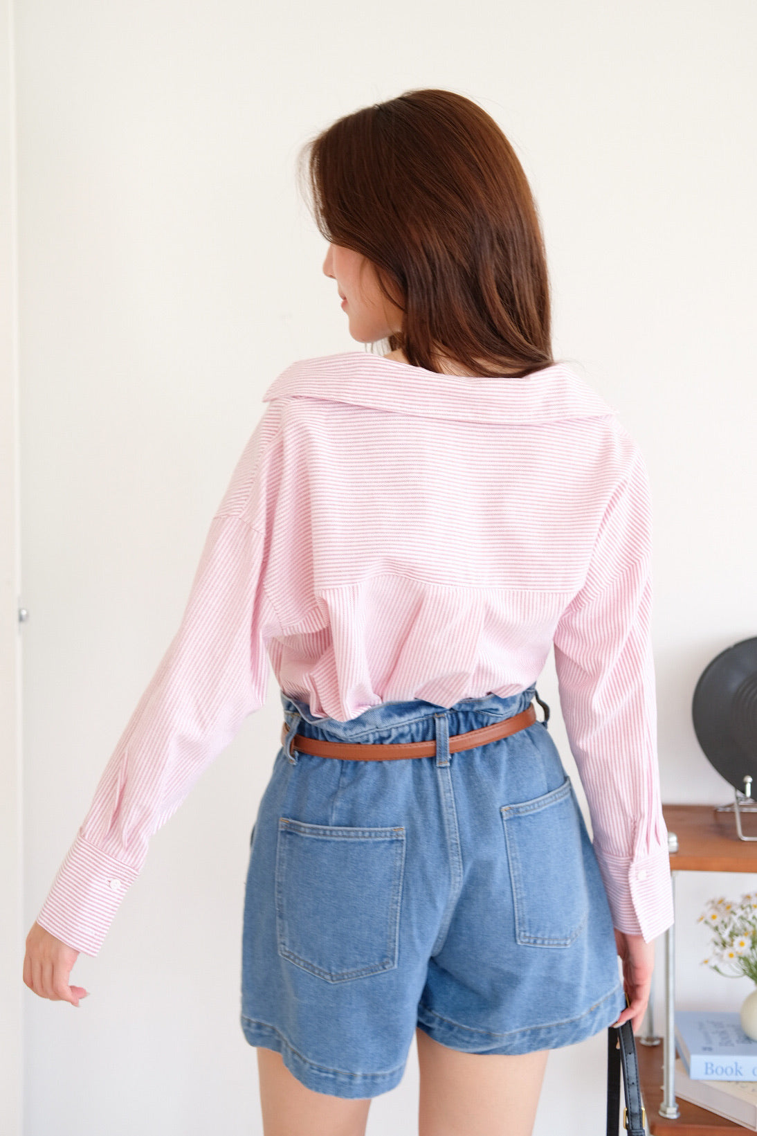 Sanford Boyfriend Shirt (Pale Red Stripes)