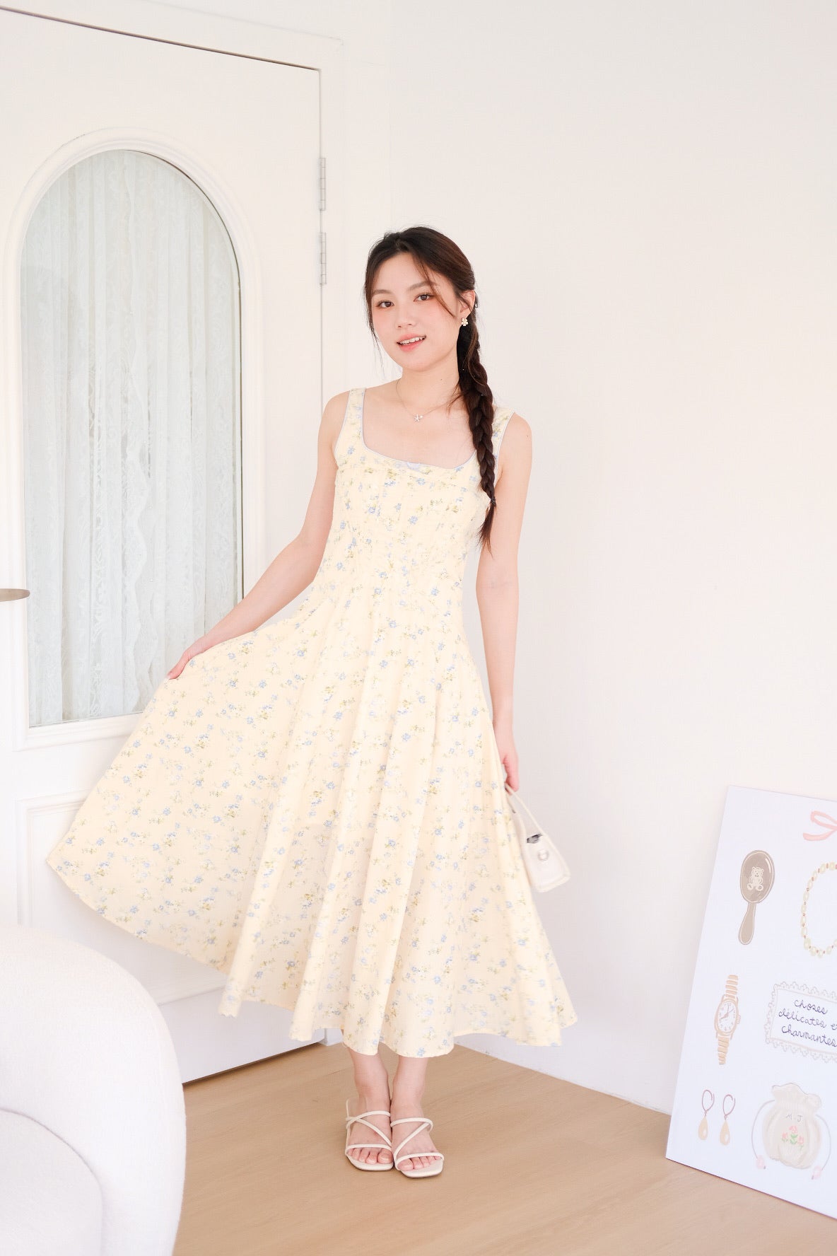 Liselle Corset Garden Maxi Dress (Light Yellow)