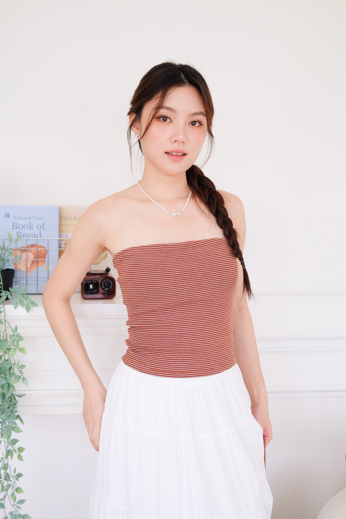 Capri Striped Padded Tube Top (Chestnut Brown) [ ETA 26 Aug ]