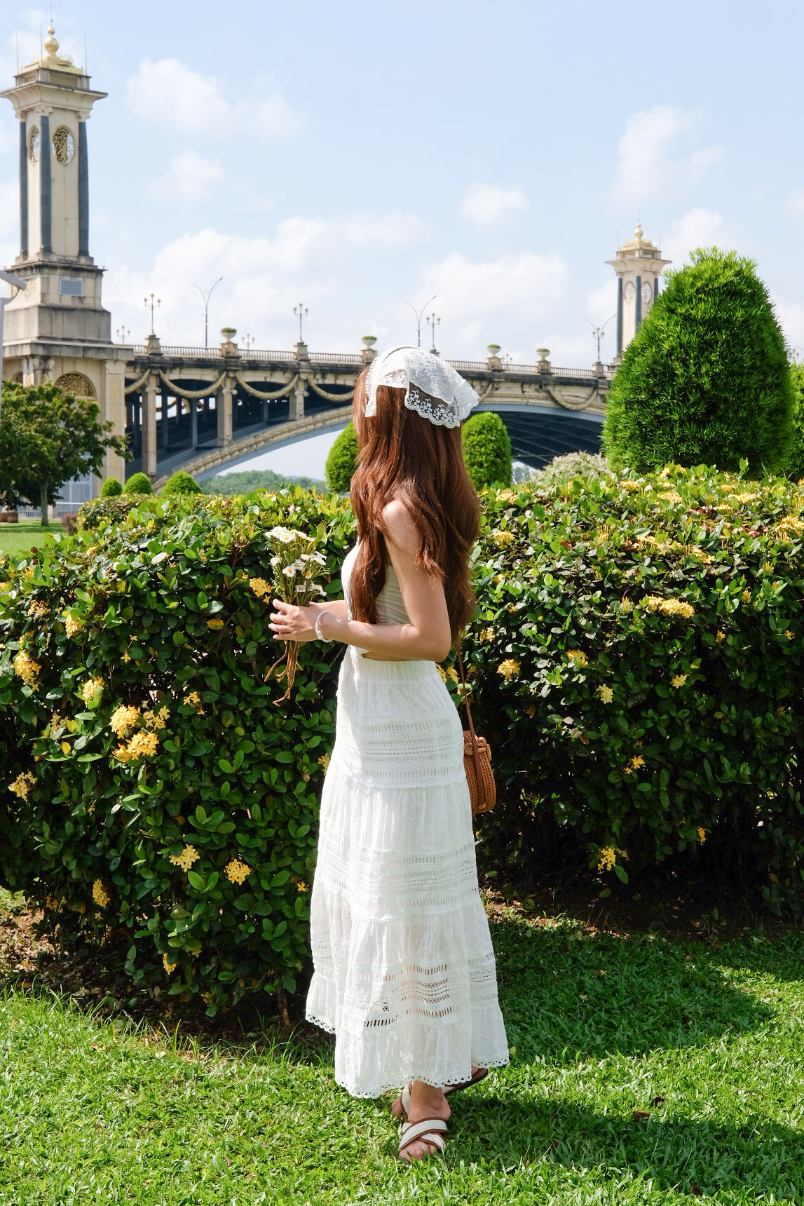 Sara Beach Knit Maxi Skirt (White)