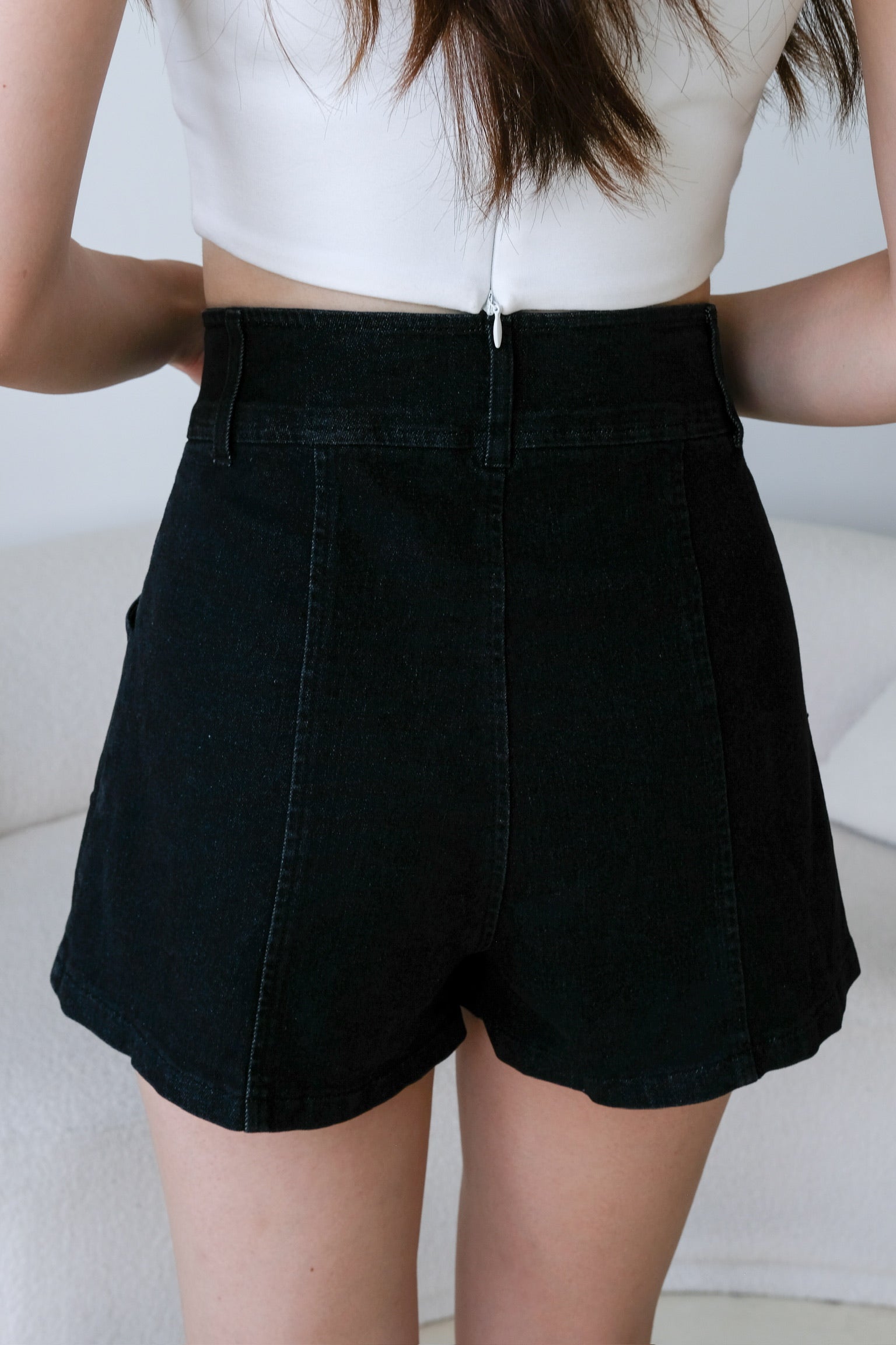 24/7 Denim High Waist Shorts (Black)