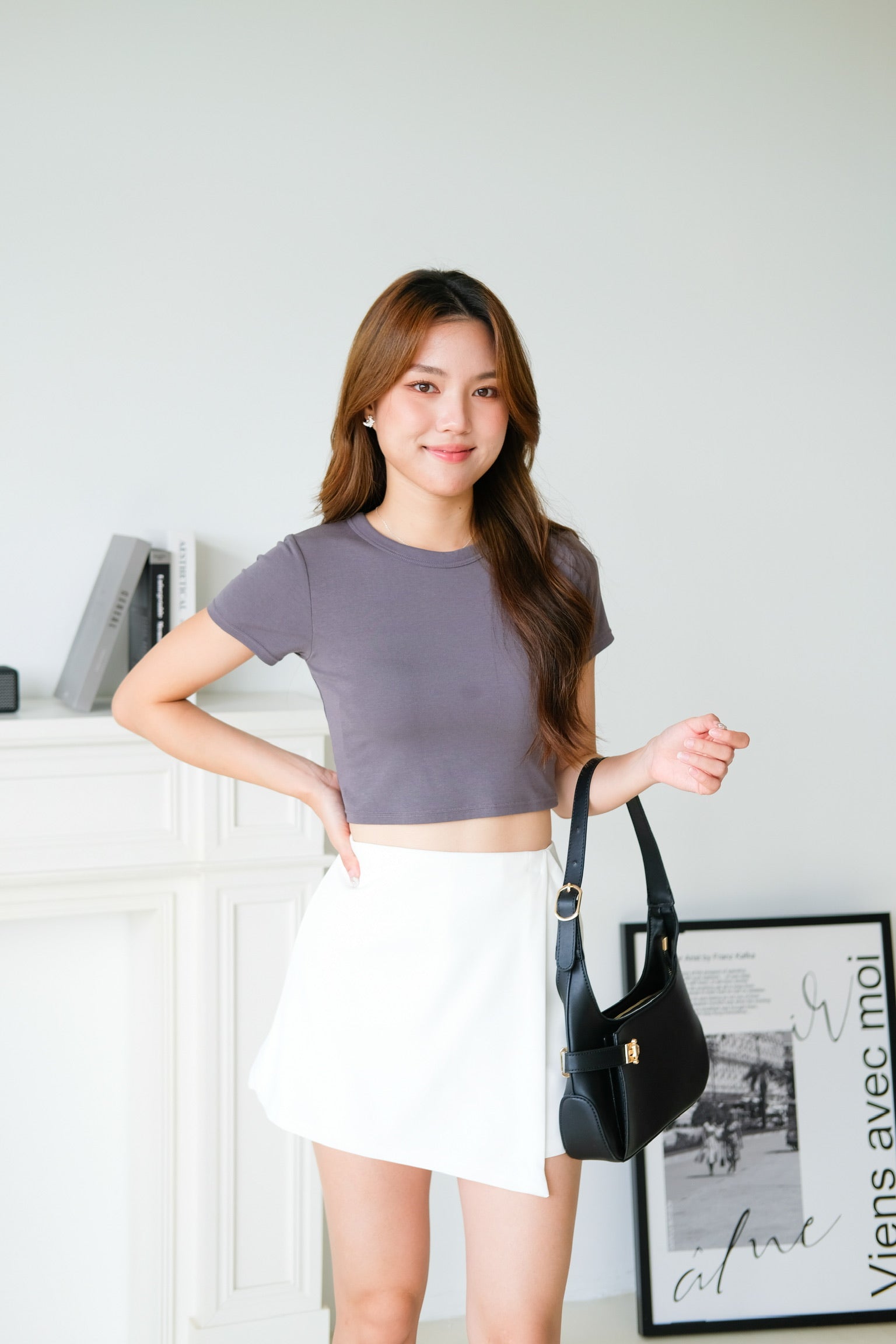 Arden Wrapped Elastic Waist Skorts (White)
