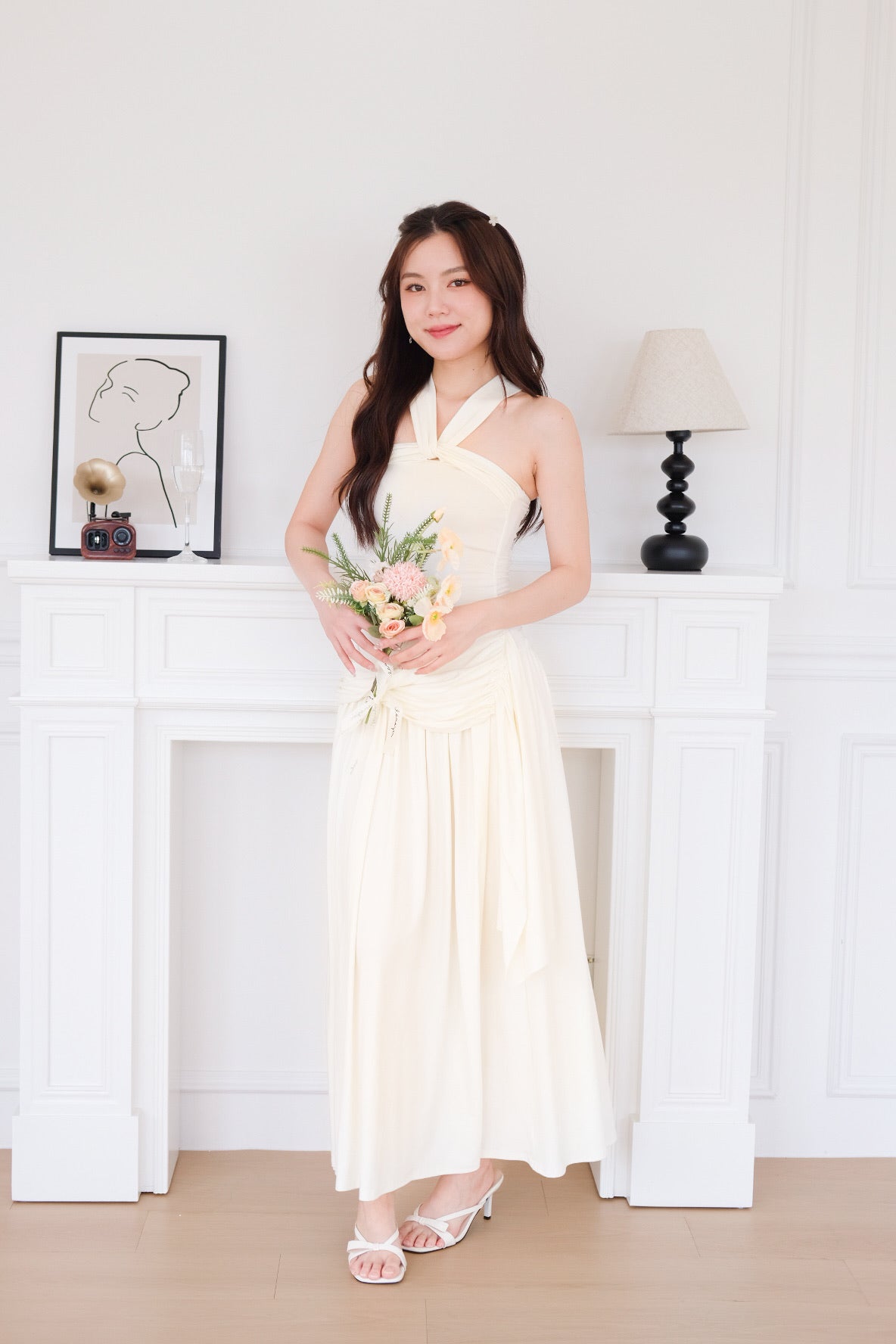 Jessy Toga Cotton Maxi Dress (Pastel Cream)