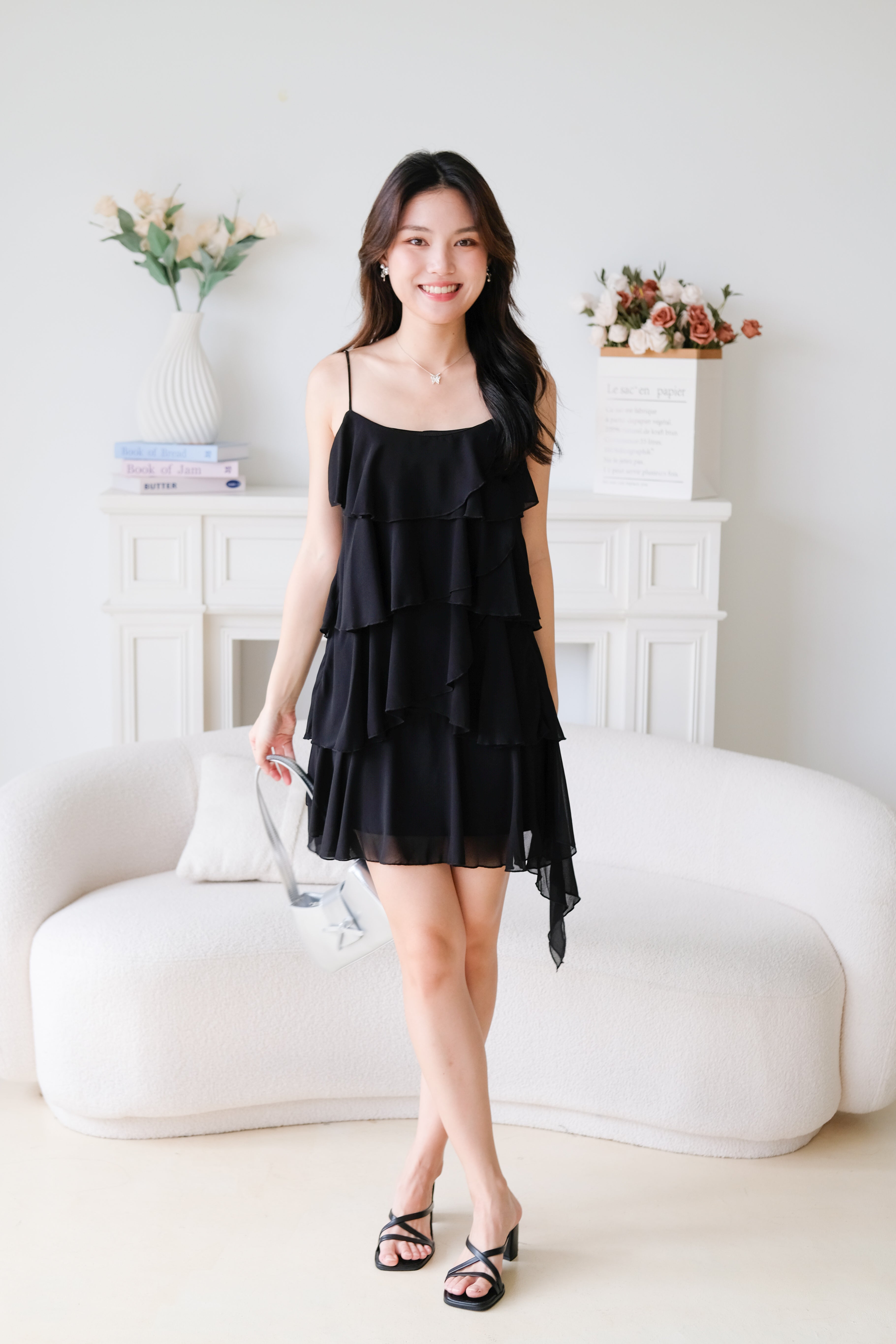Pixie Layered Ruffle Dress (Black)