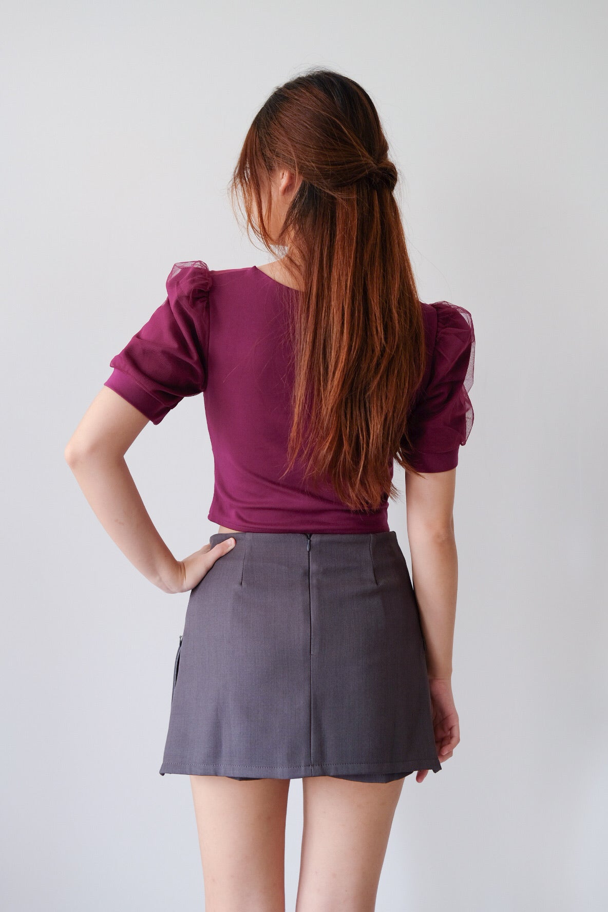 Dark Grey A-Line Skort with Side Zips