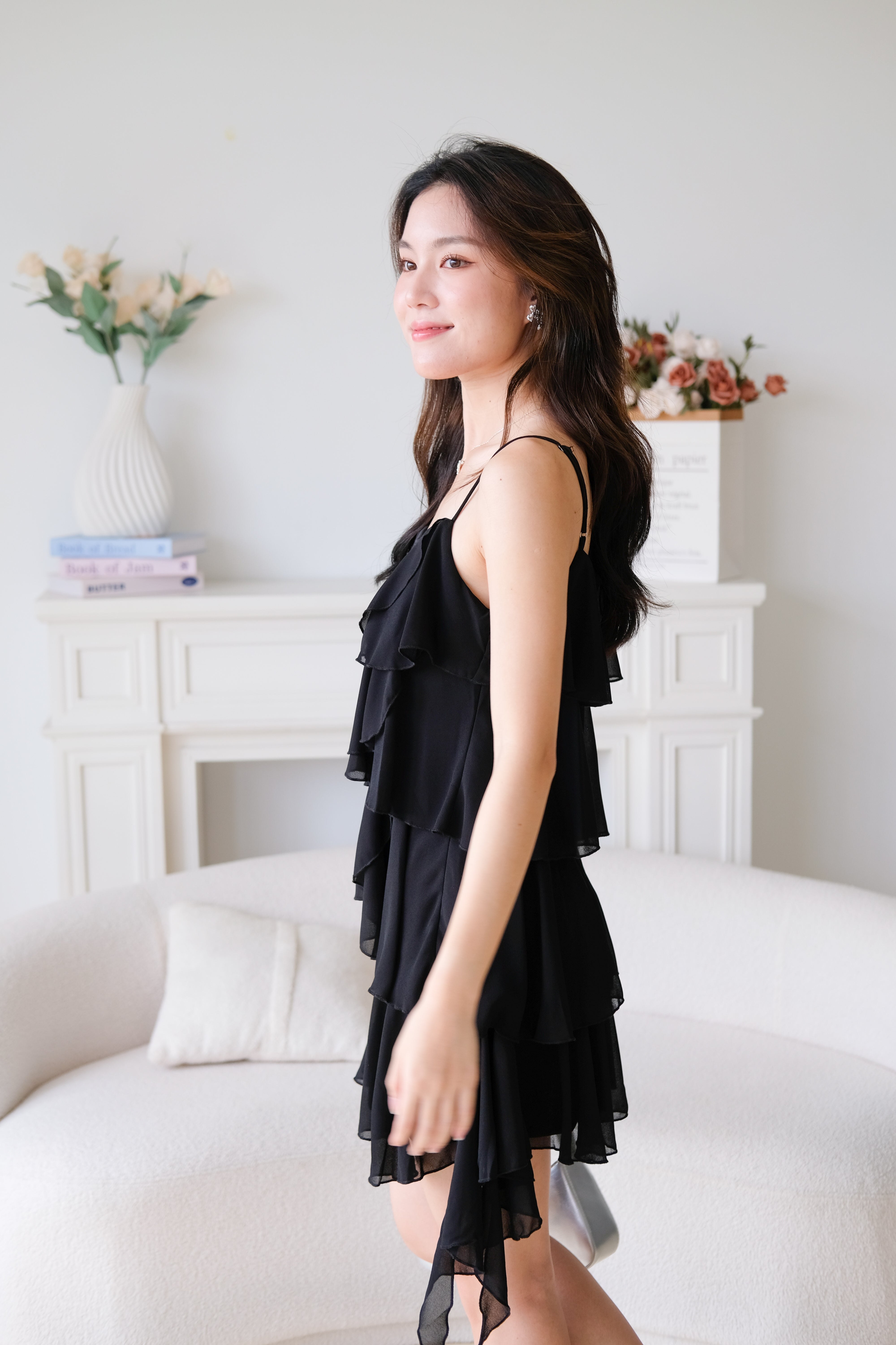 Pixie Layered Ruffle Dress (Black)