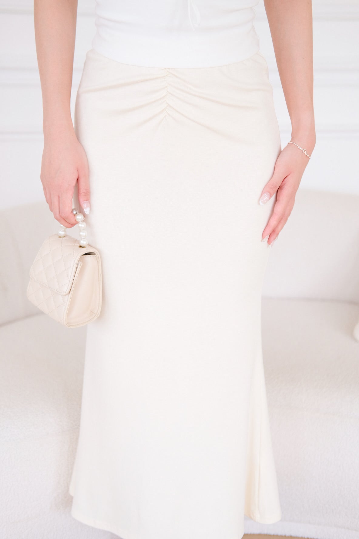 Gia Mermaid Maxi Skirt (Pale Yellow)