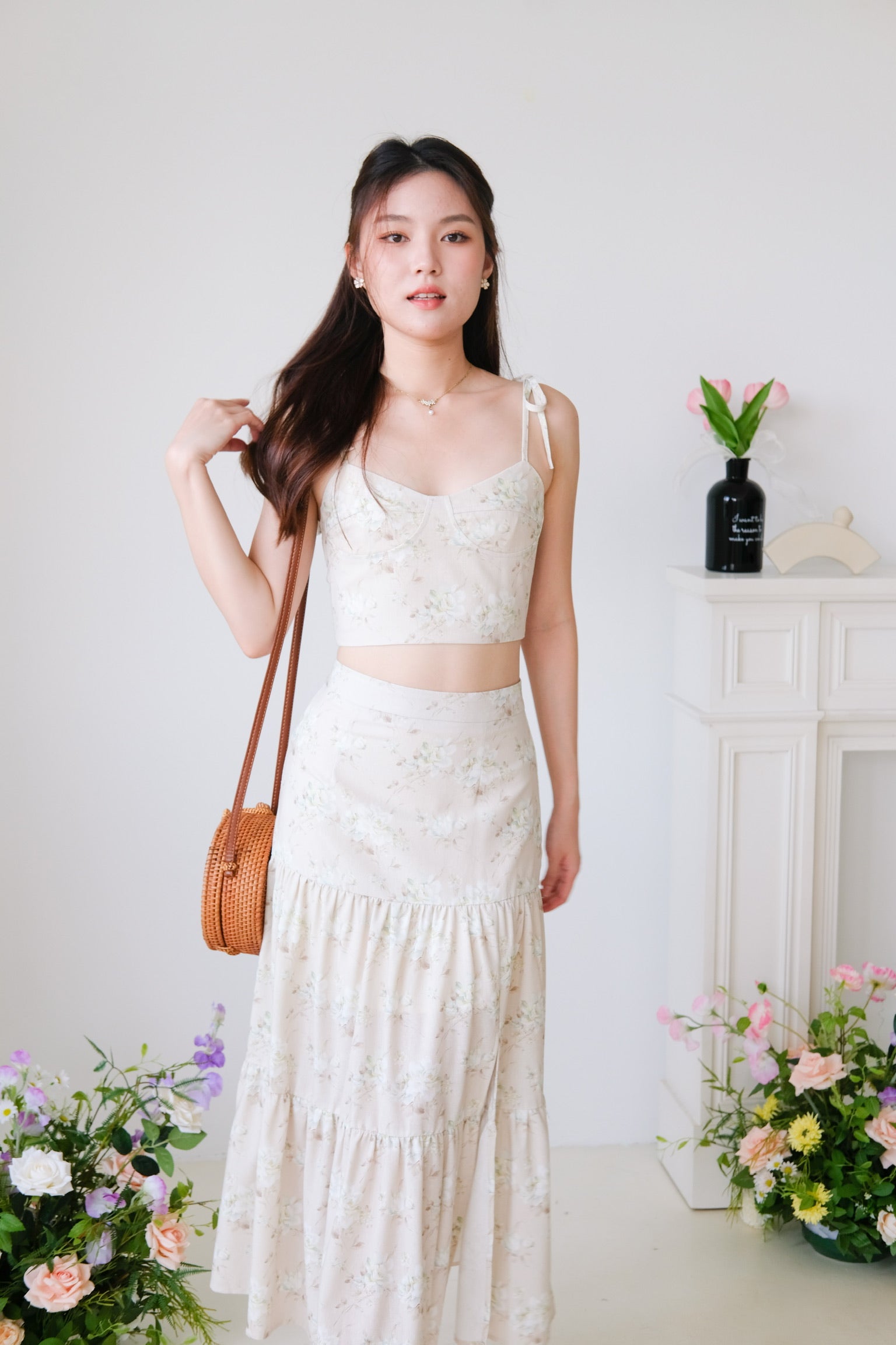 Camilla Floral Maxi Set (Sand Beige)