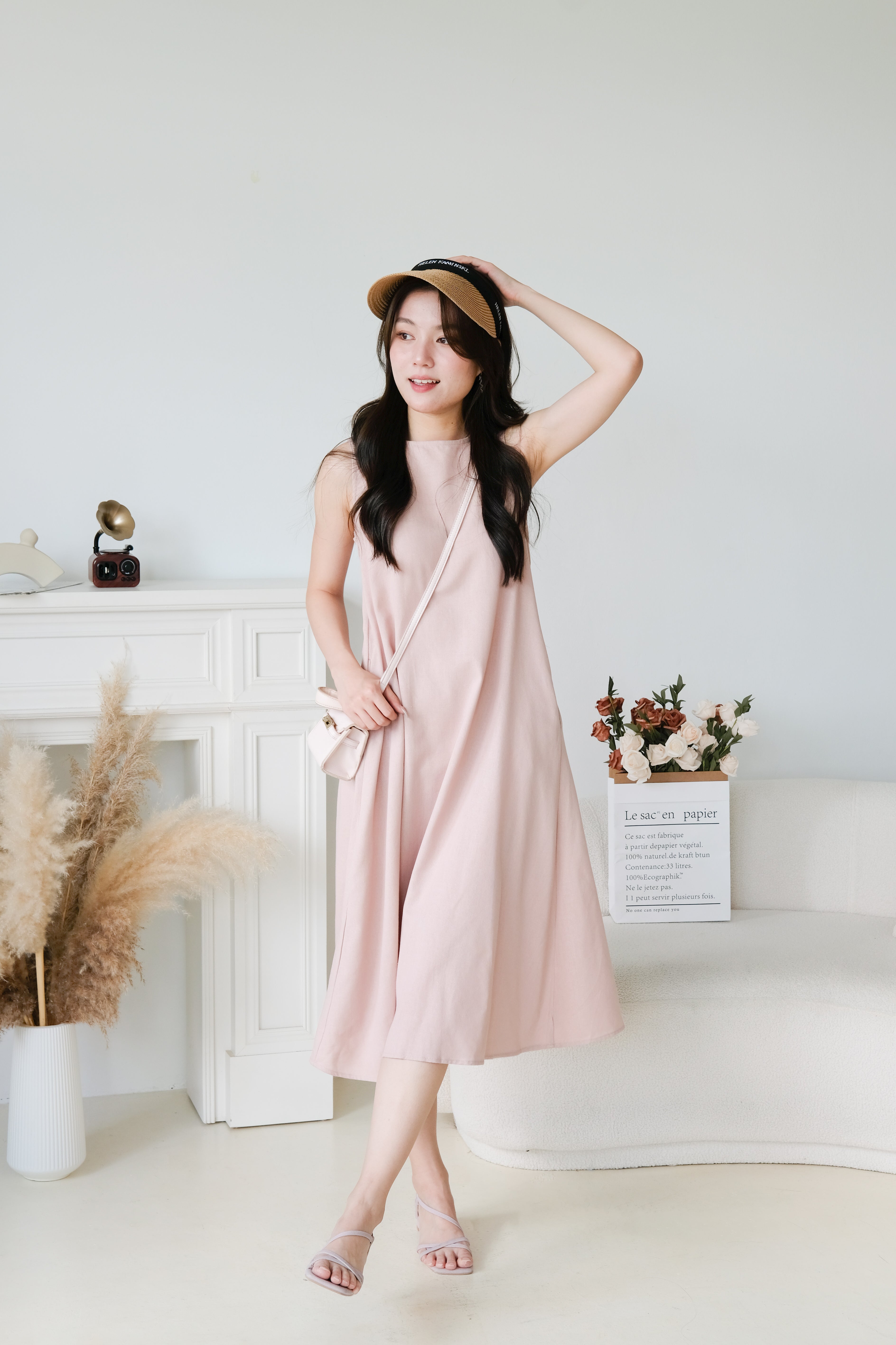 Cara Muji Column Loose Dress (Light Pink)