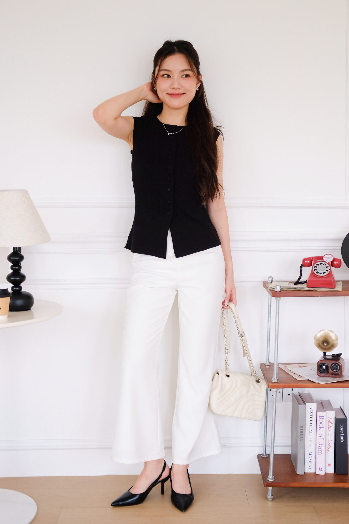 Alden Button Knit Tank Top (Black)