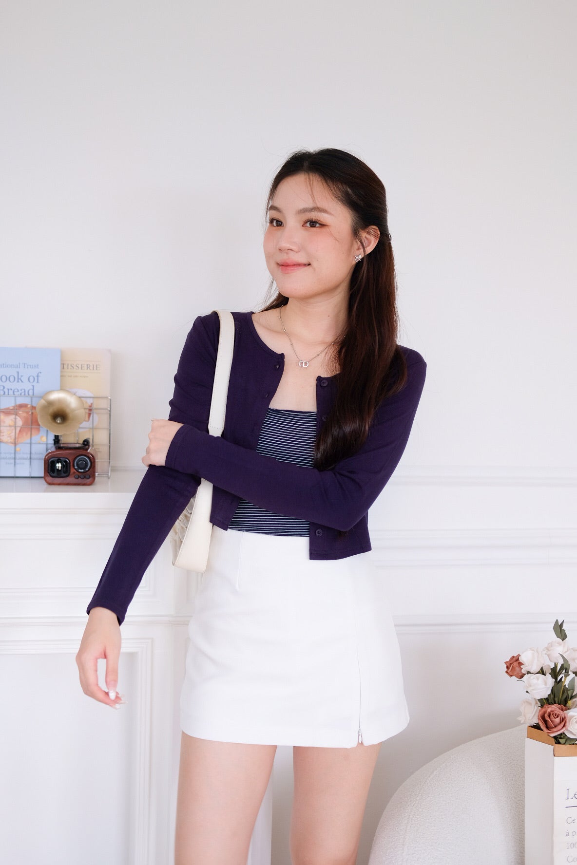 Isla Button Cardigan (Navy Blue)