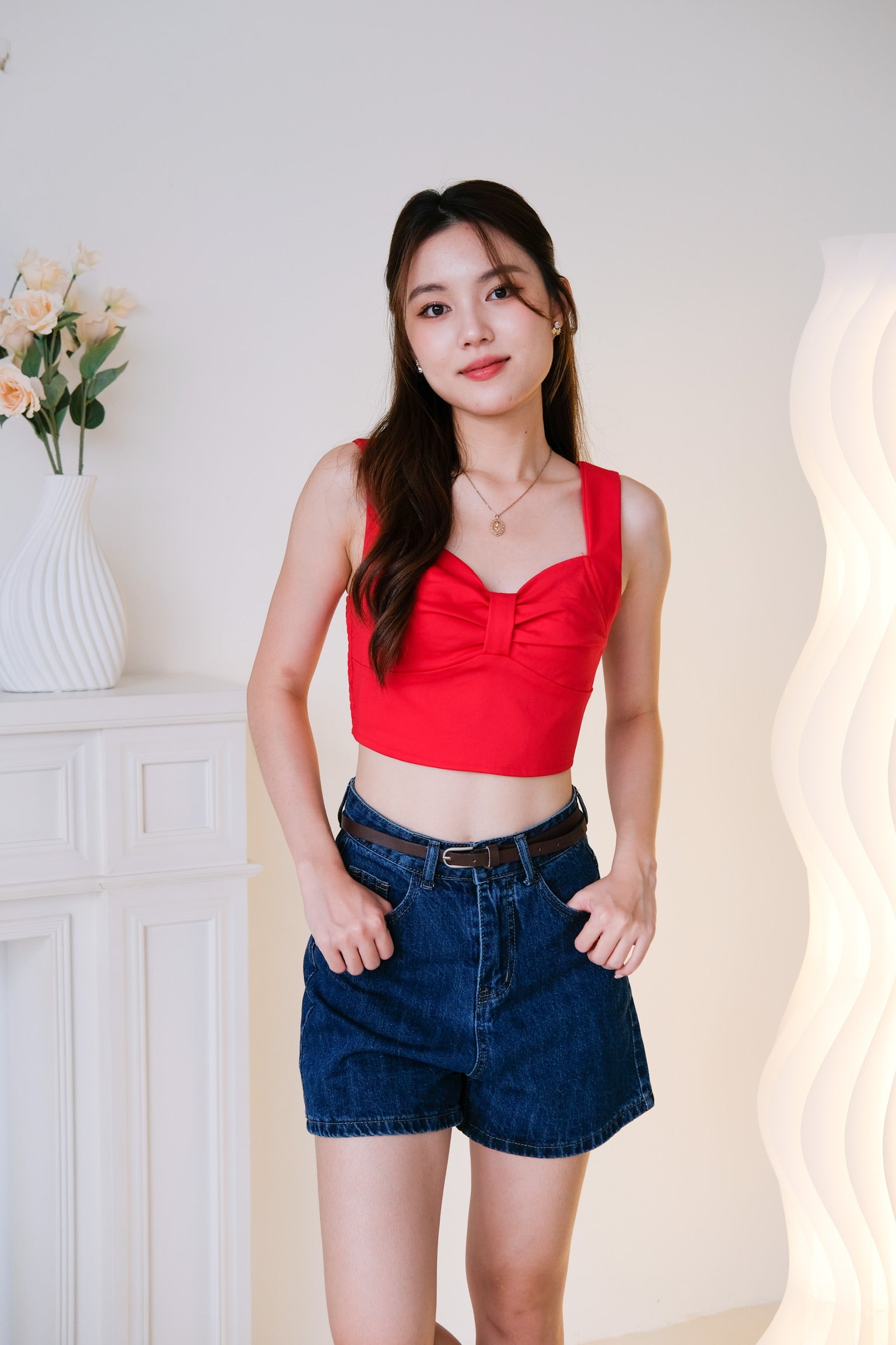 Willabel Bow Crop Top (Red)