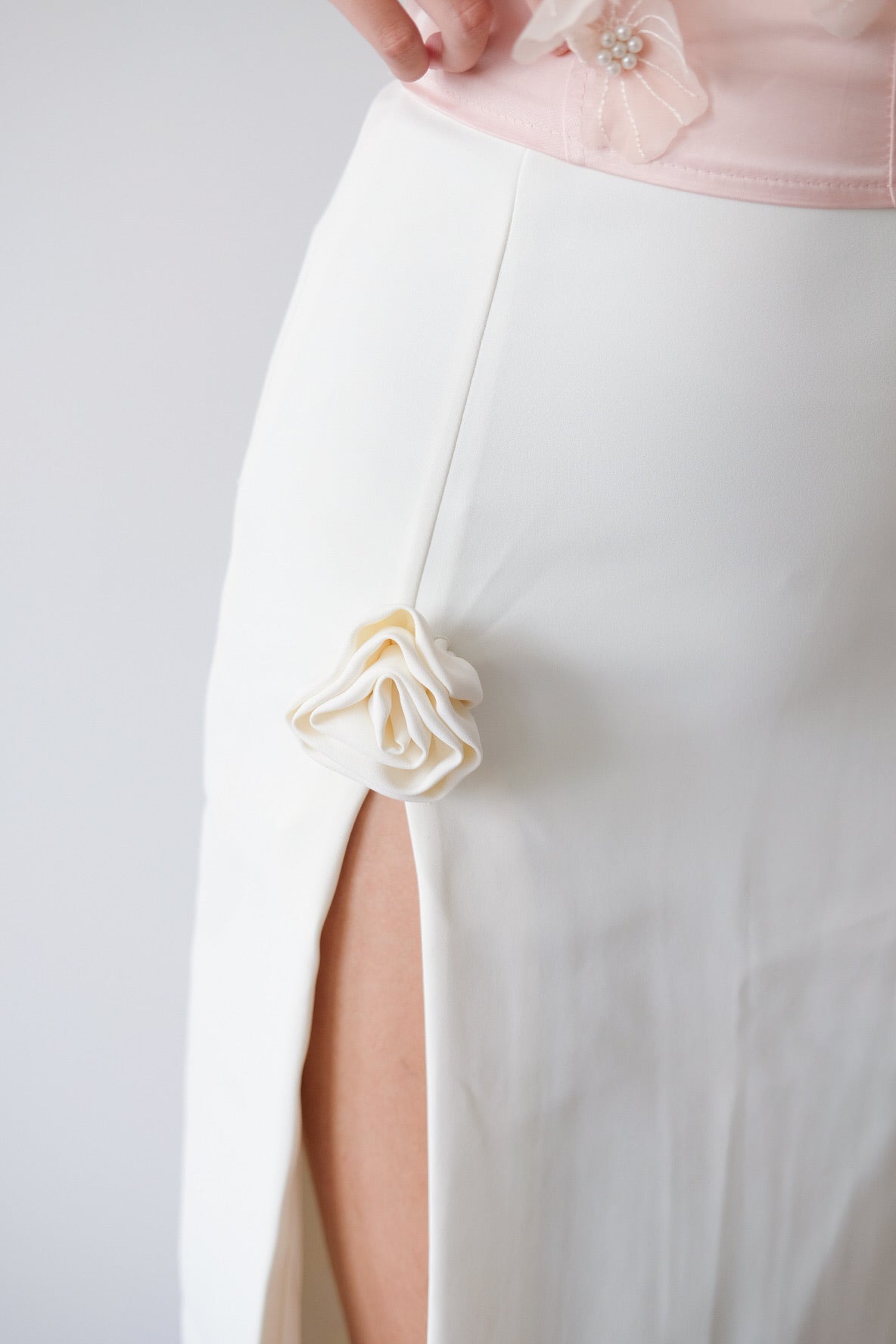 High Waist Rose Silt Midi Skirt