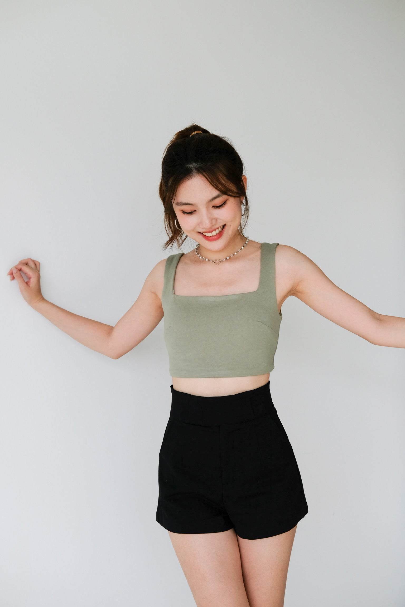 Classic Padded Cami Top (Avocado Green)