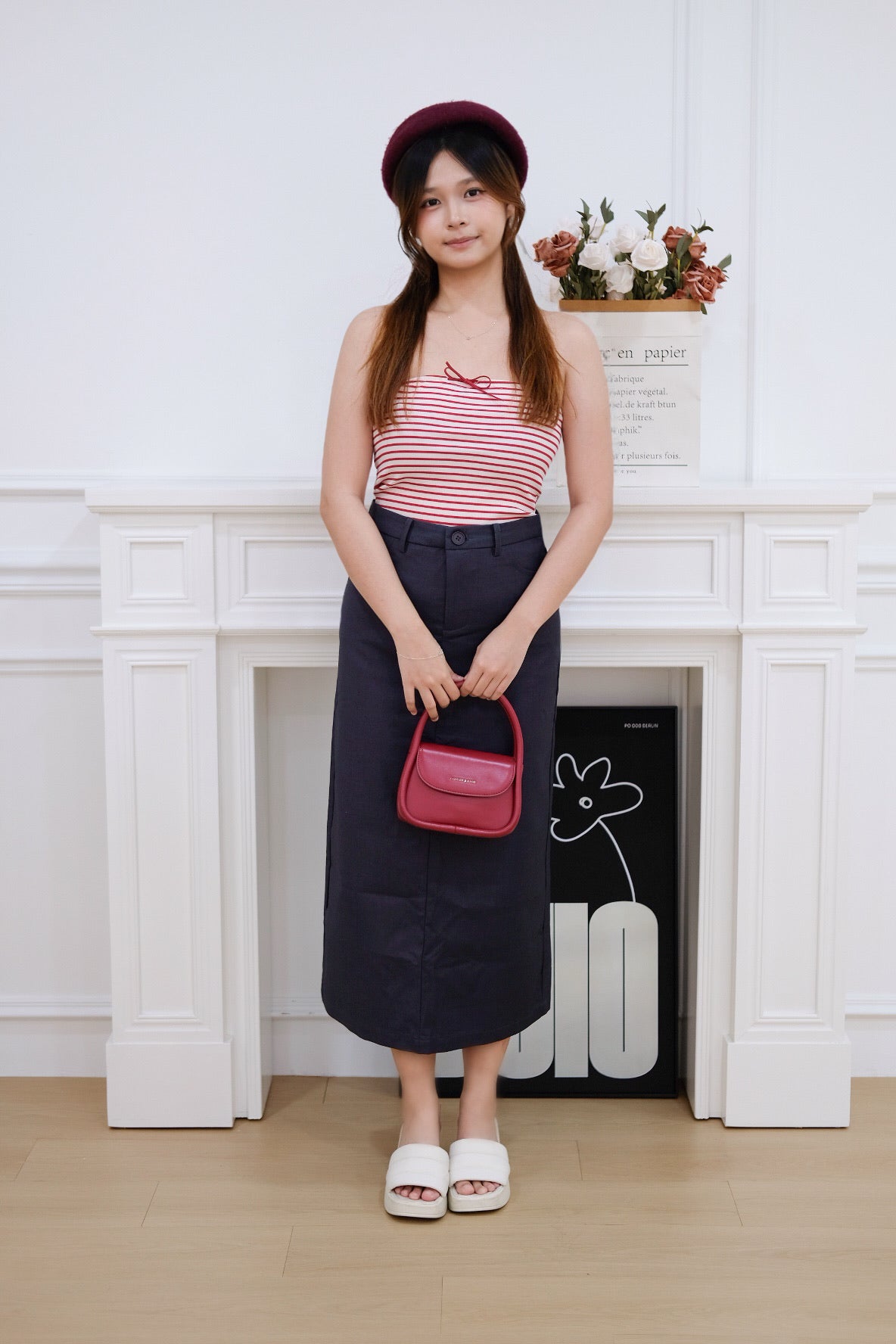Dark Grey A Line Maxi Skirt