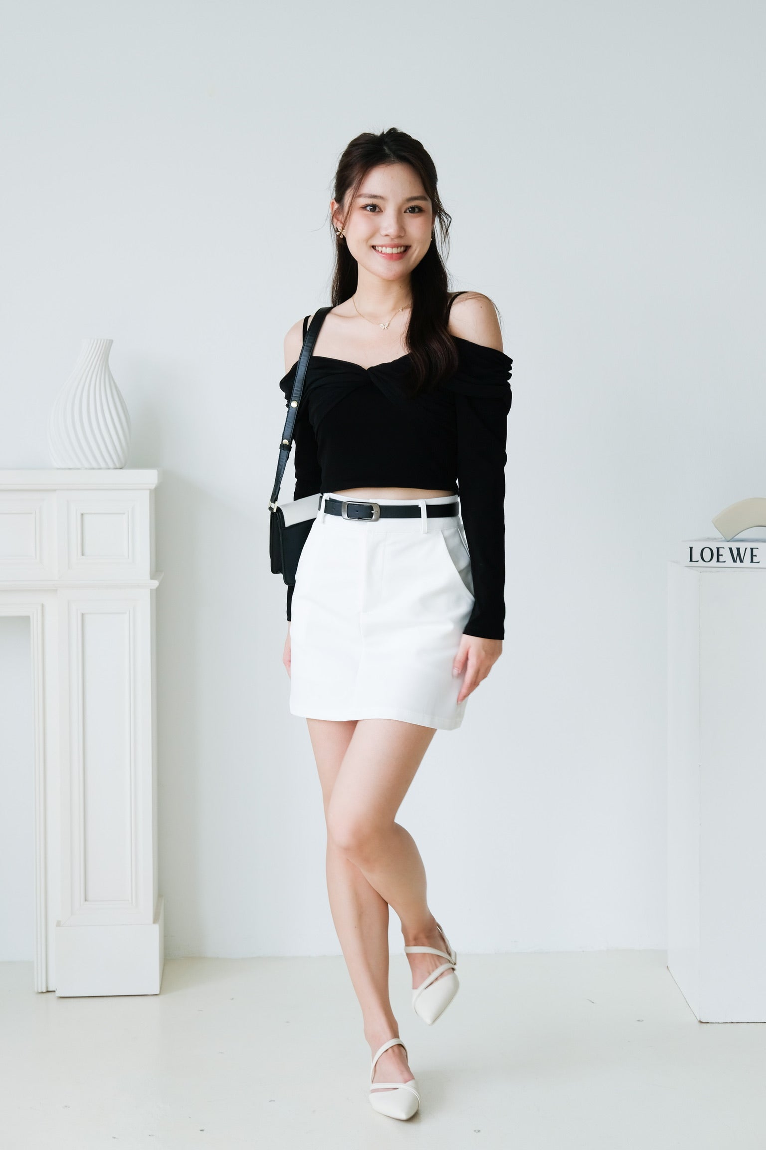 Elora Twist Long Sleeves Top (Black)