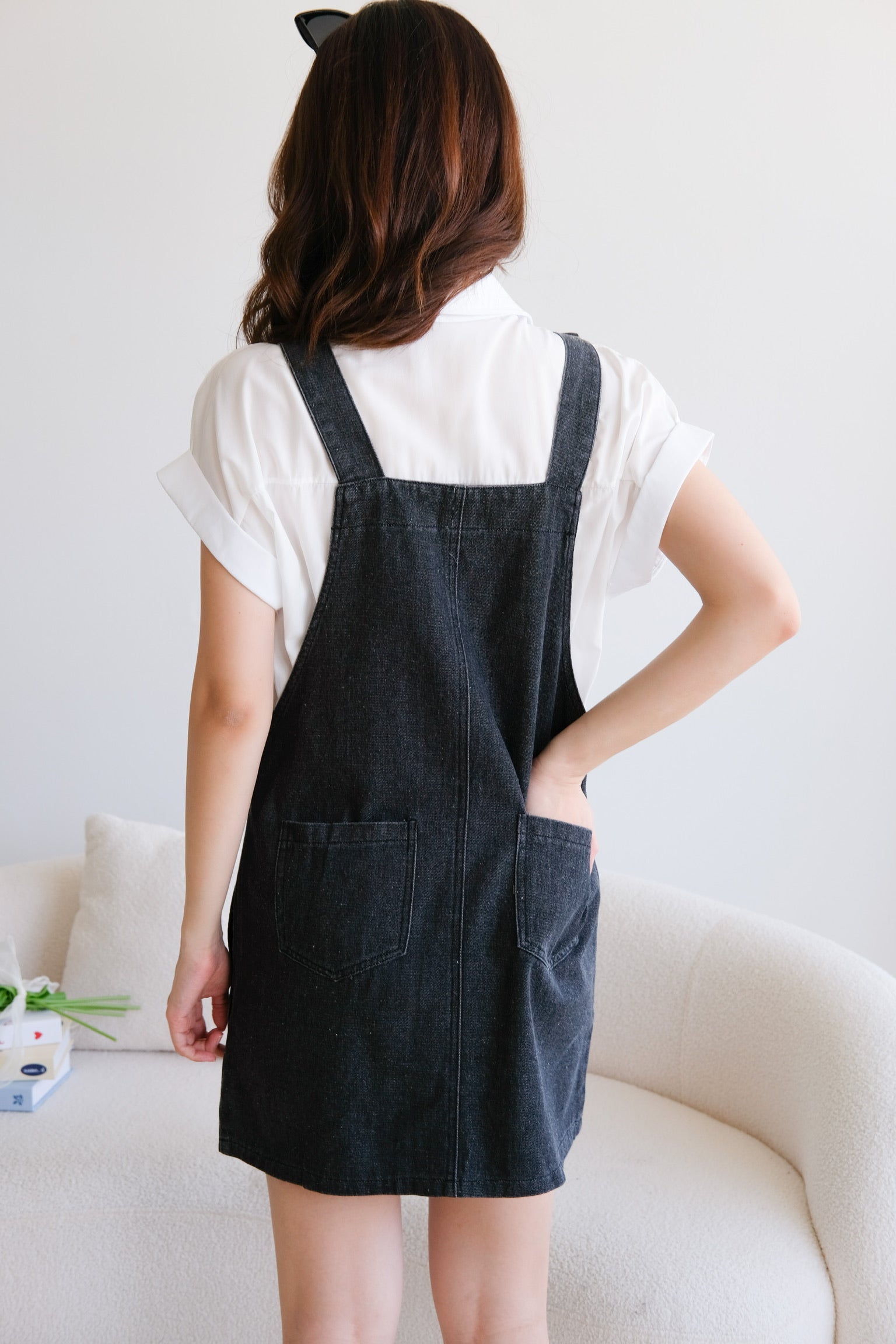 On The Go Denim Dungaree (Denim Black)