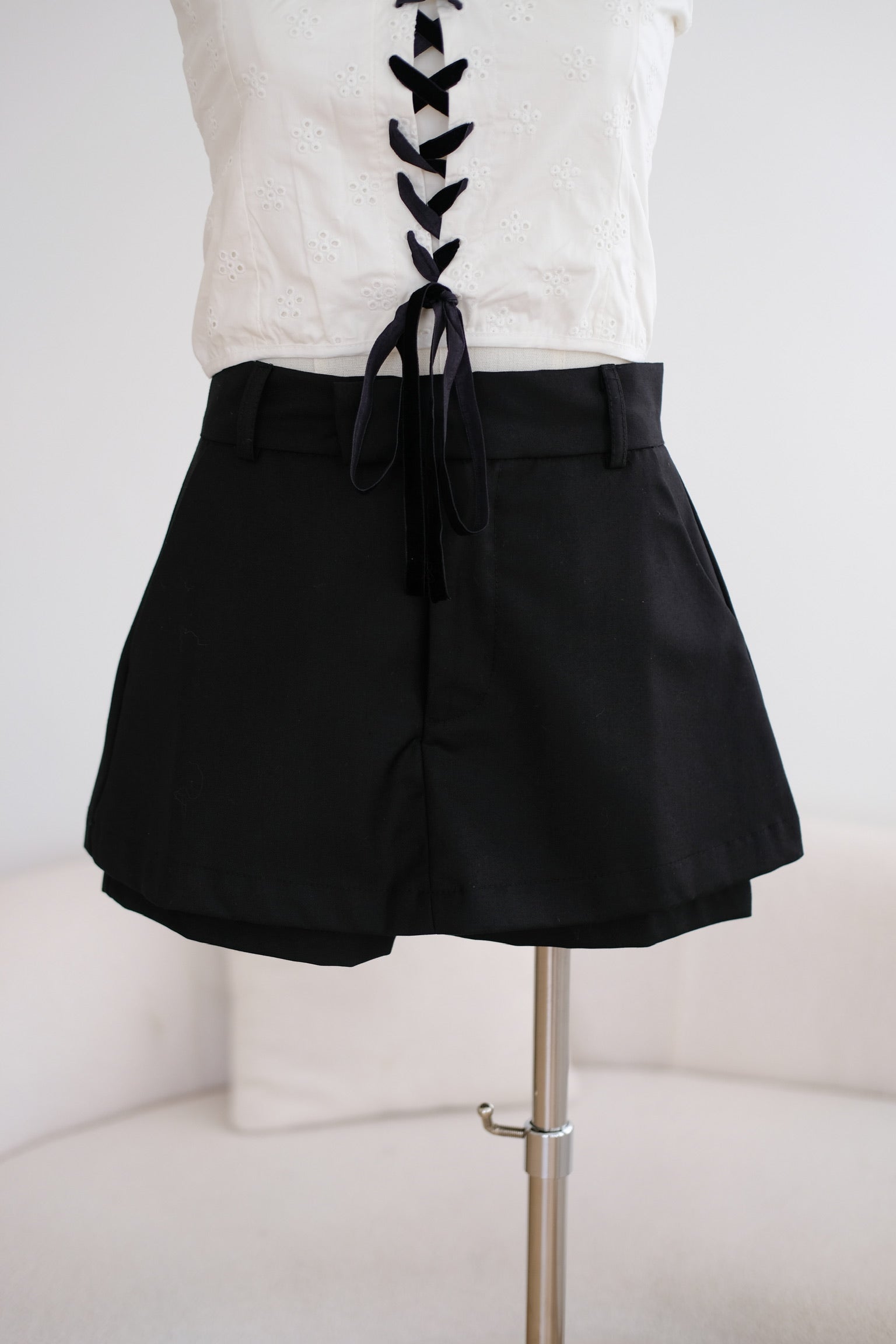 Black A Line High Waisted Skort