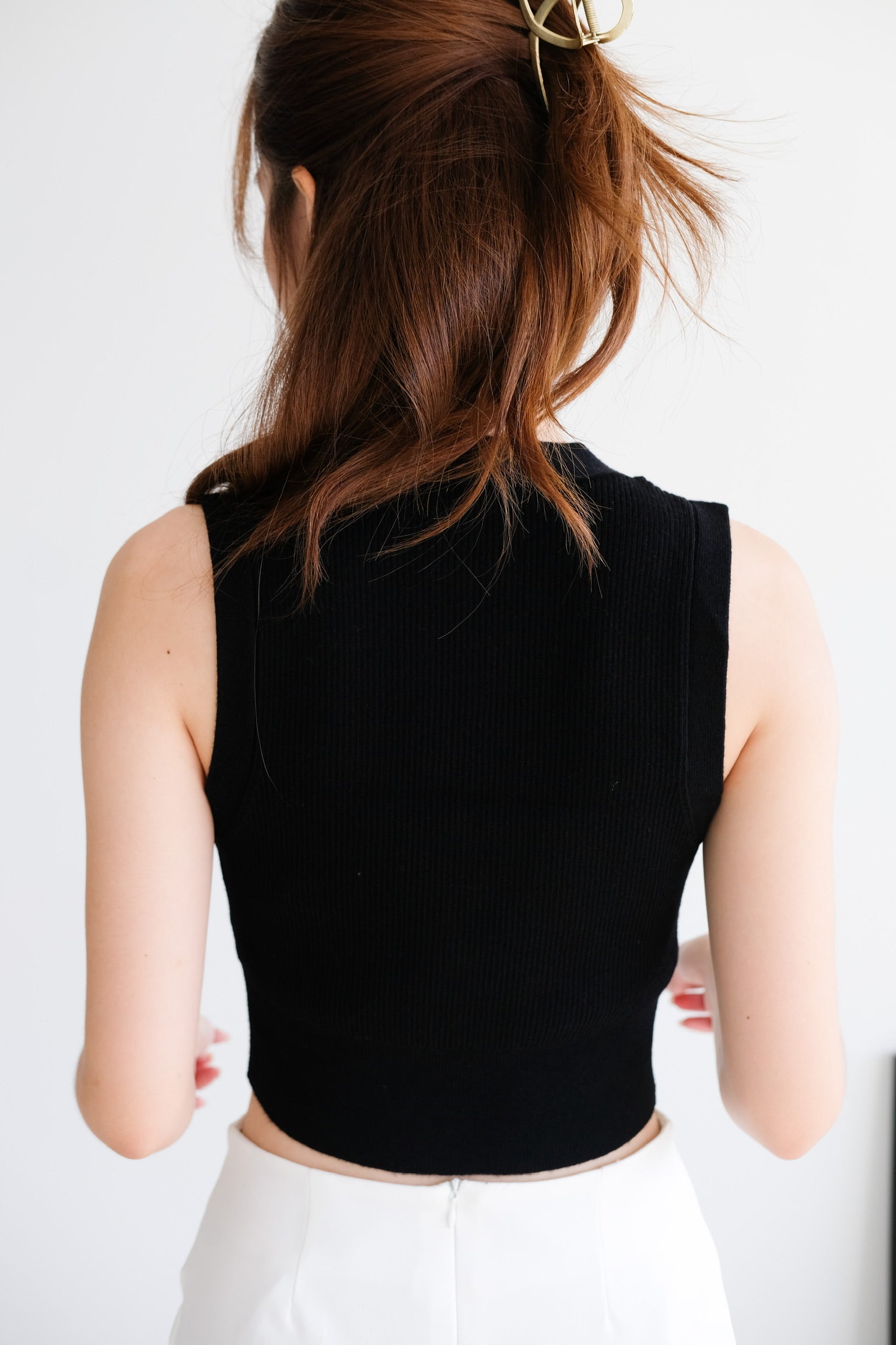 Nadia V Neck Vest Top (Black)