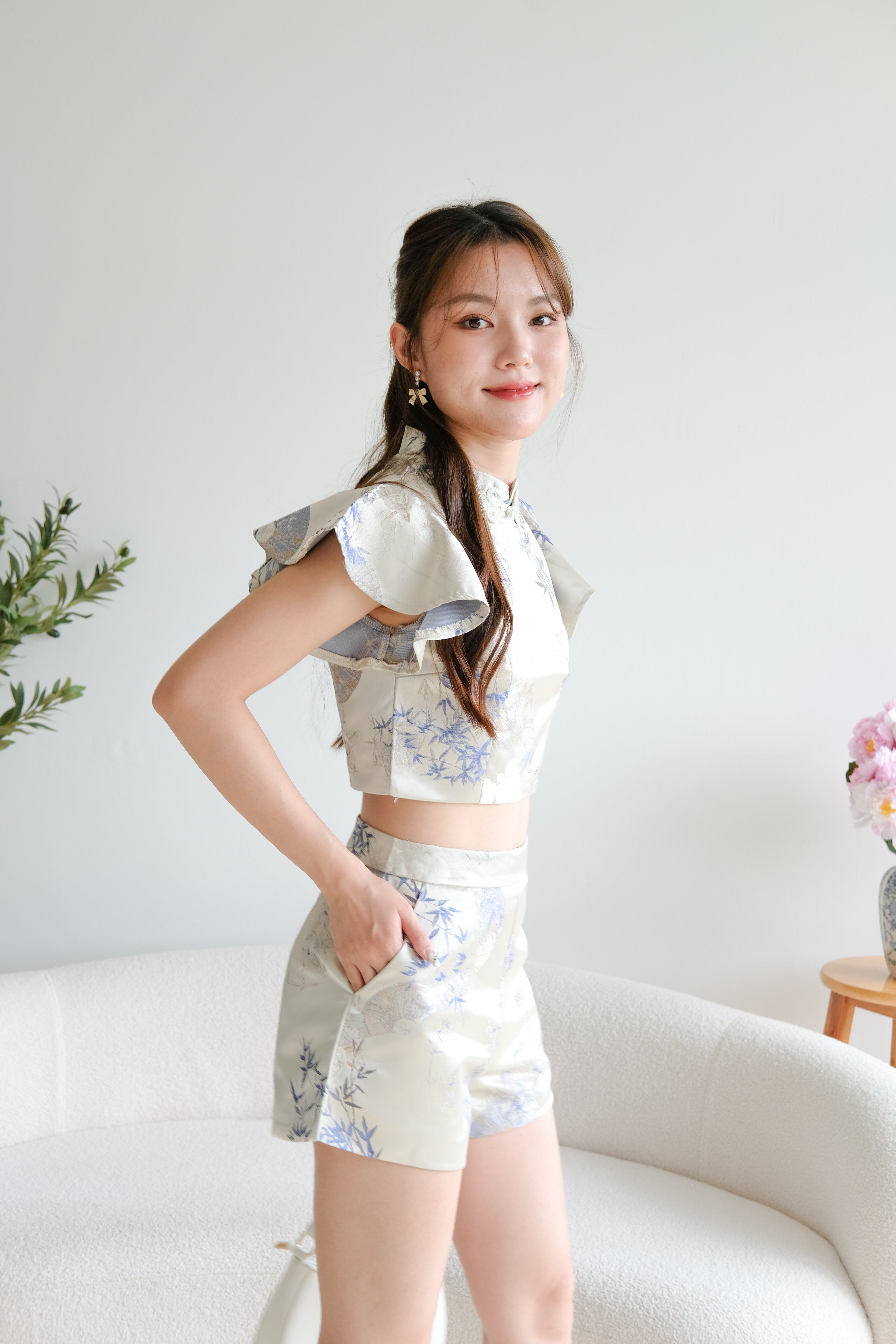 An Qi Cheongsam Set (Salt Blue)