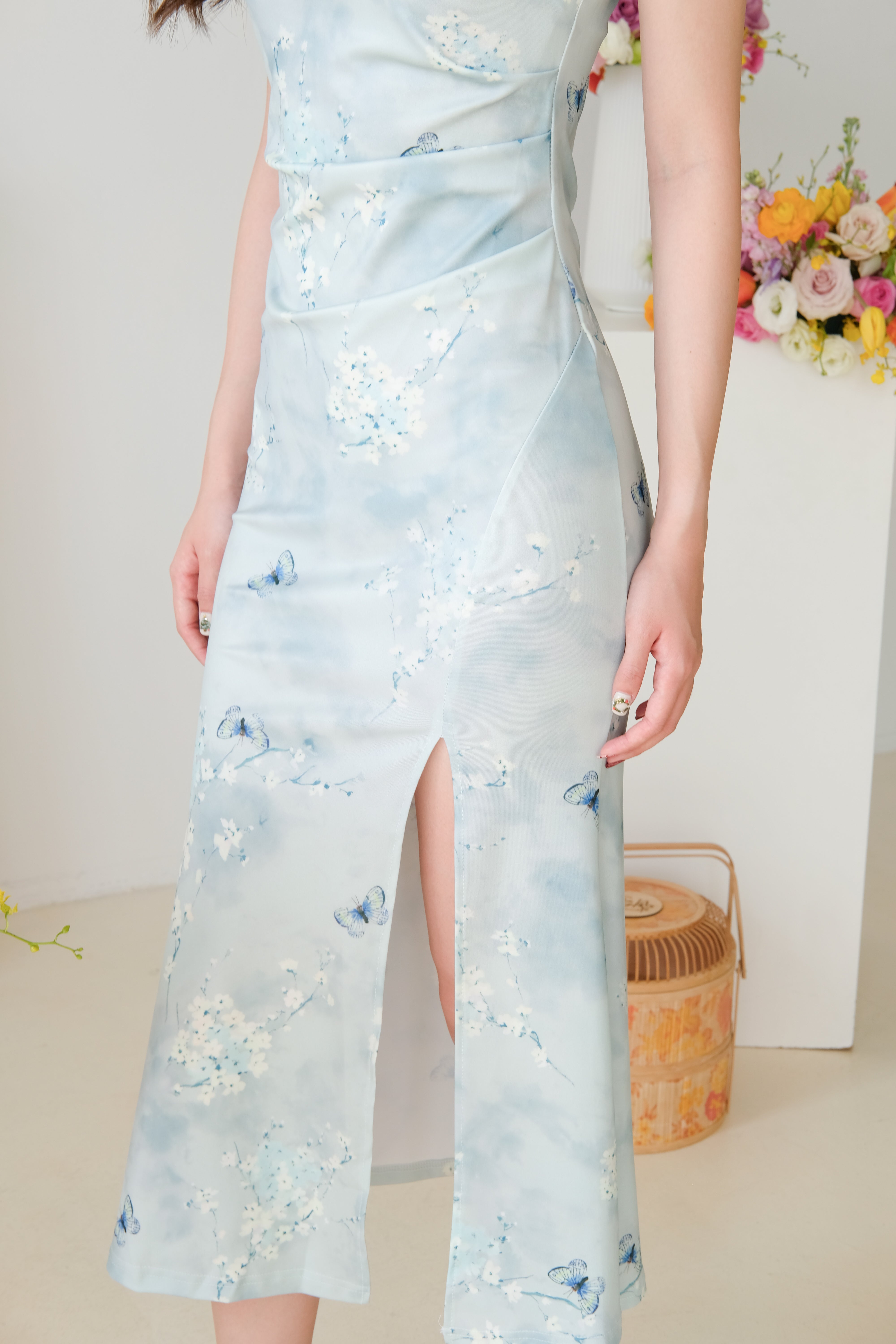 Fang Floral Mermaid Cheongsam (Ocean Blue)