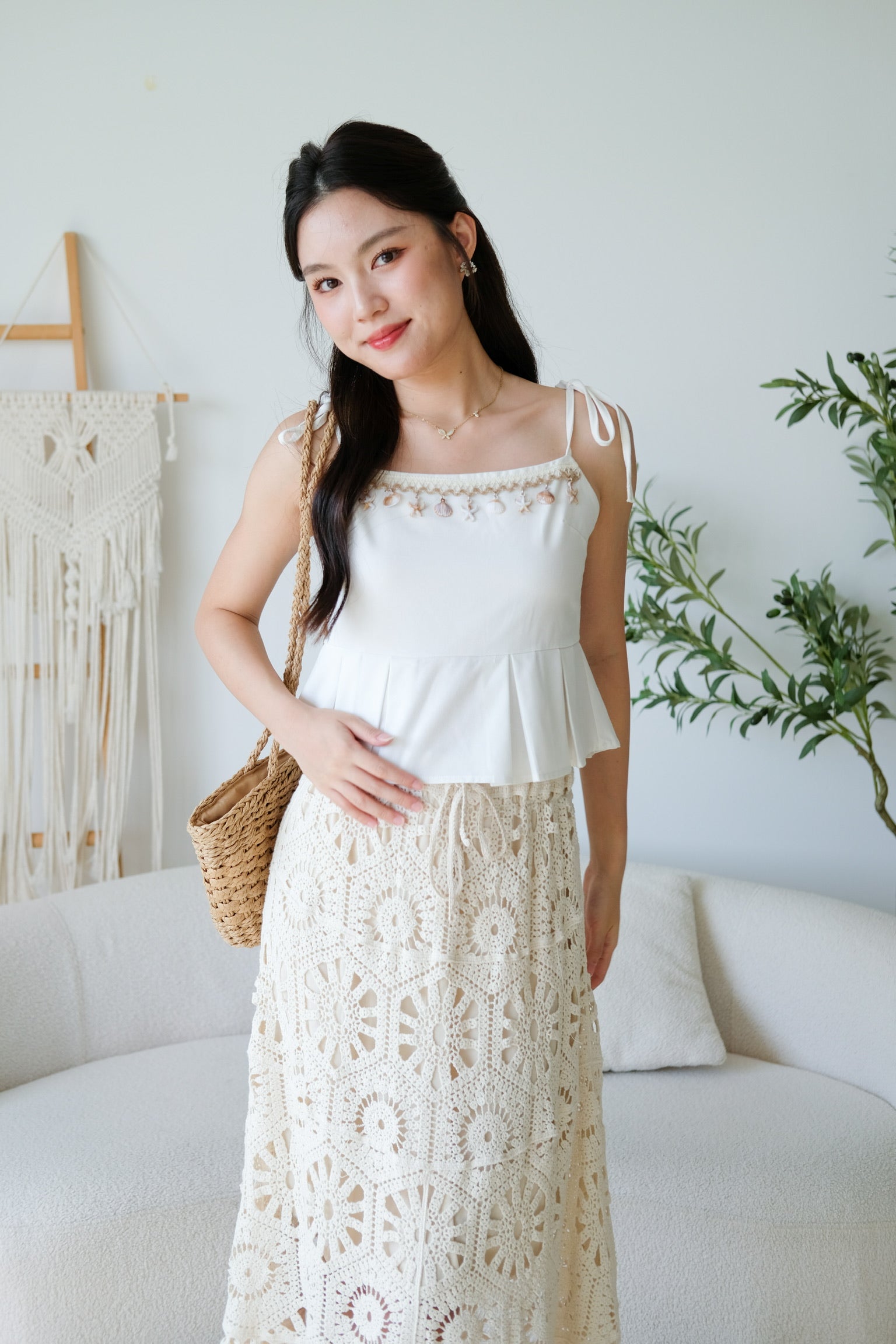 Marise Bohemian Muji Crop (White)