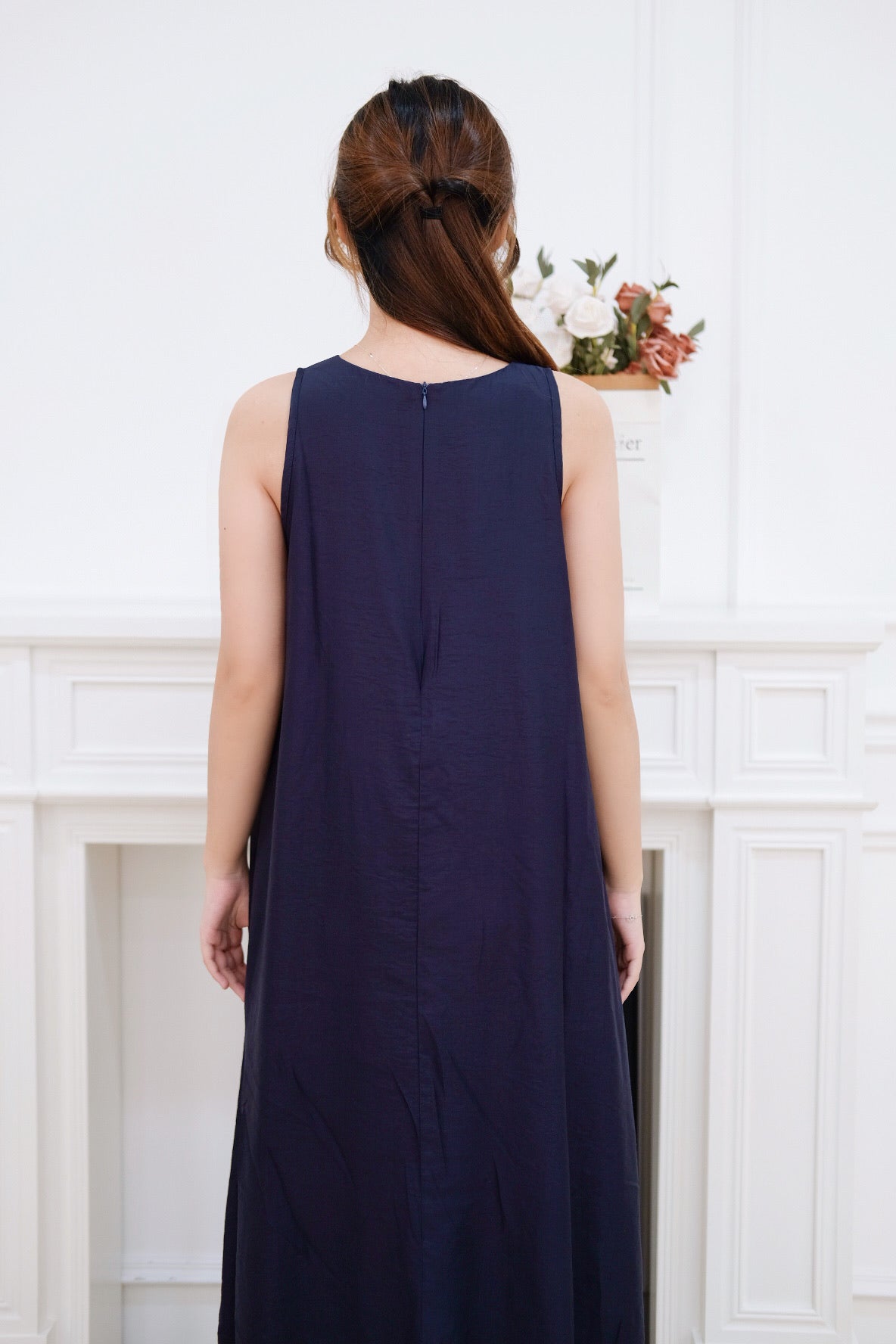 Navy Blue Bubble Hem Maxi Dress