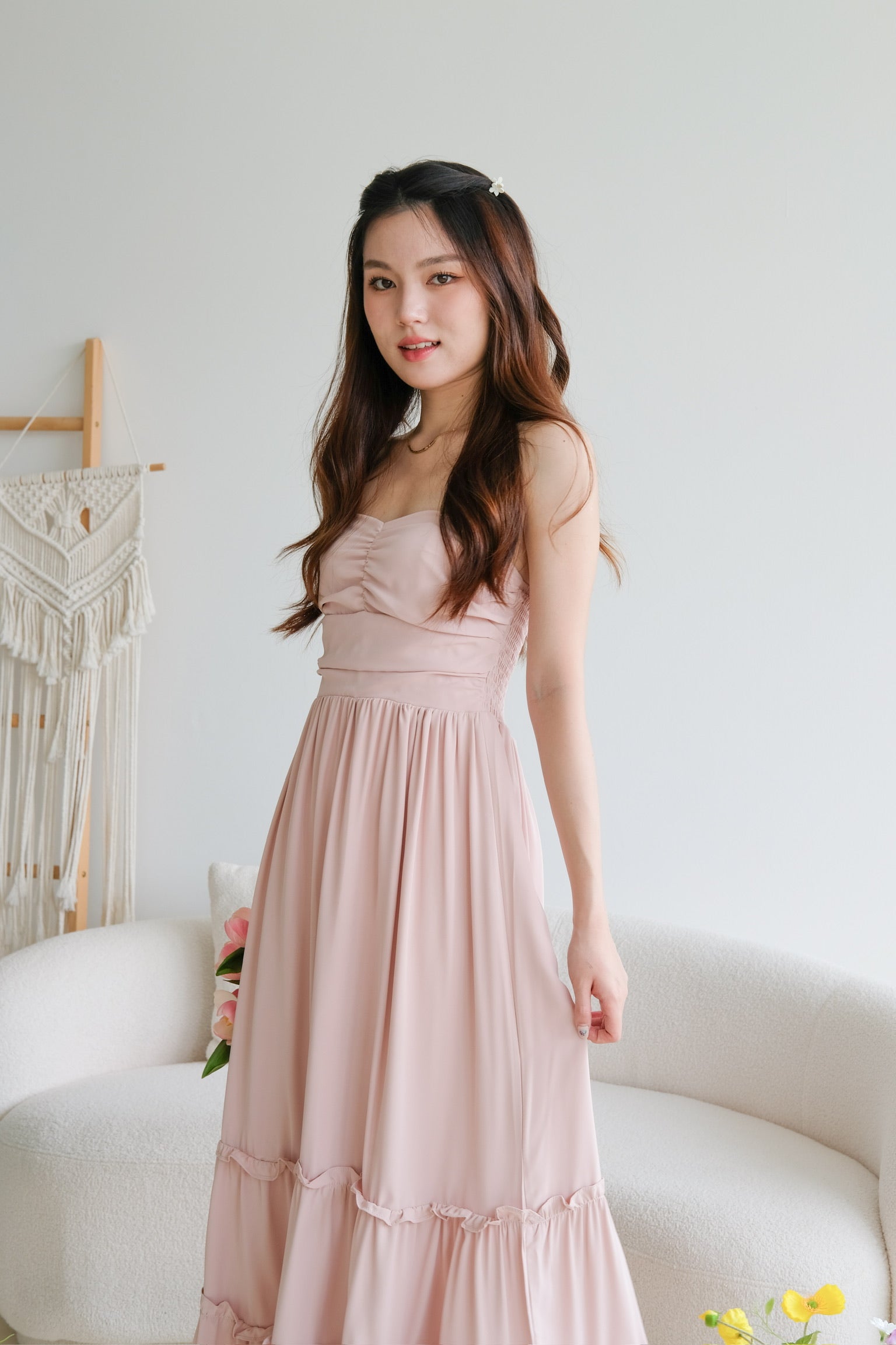 Anna Sweetheart Tube Maxi Dress (Dusty Pink)