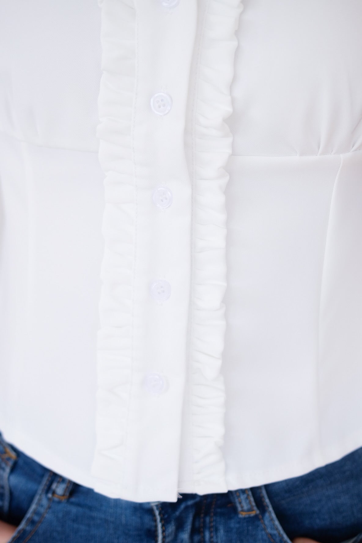 Marais Collared Ruffle Blouse Top (White)