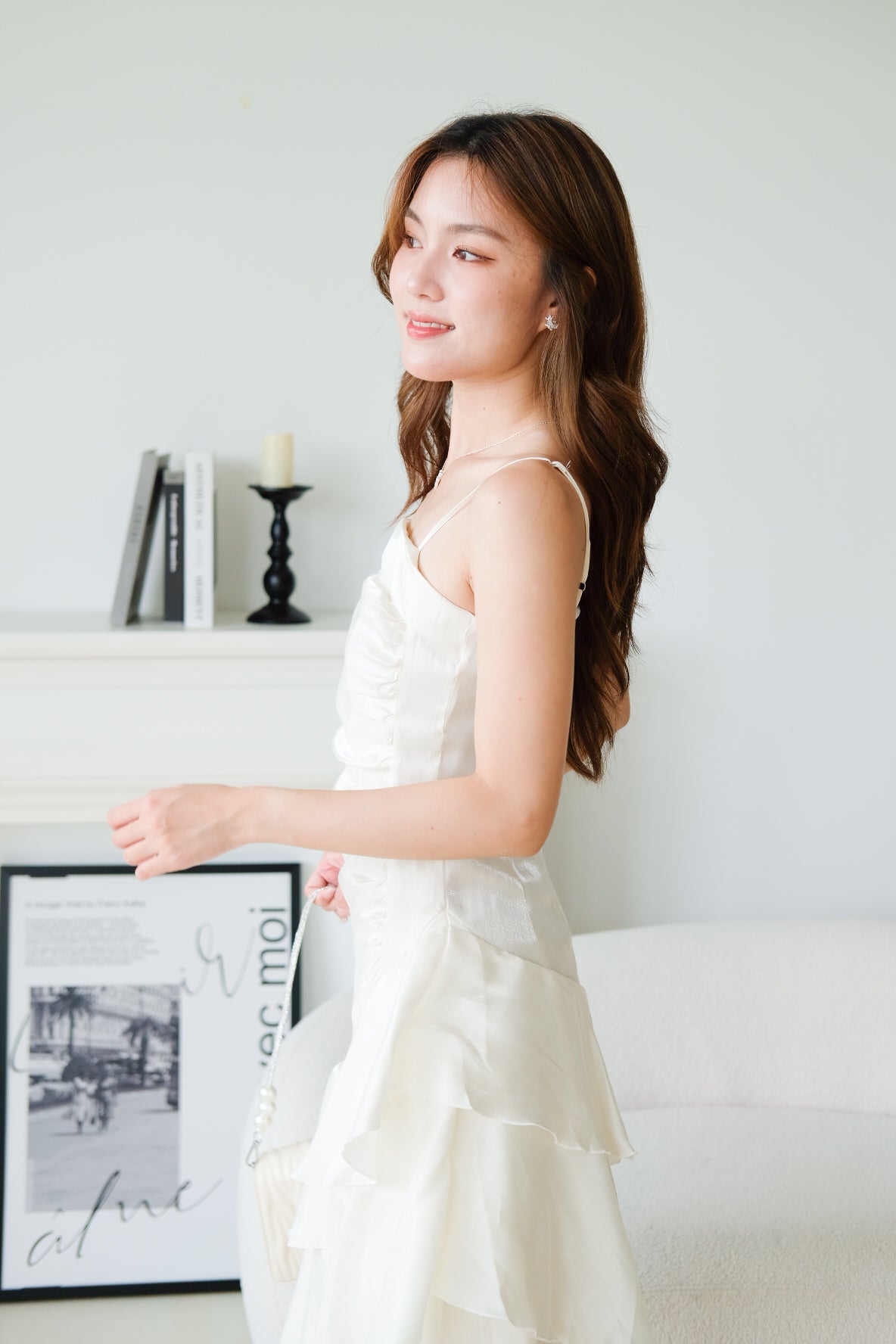 Vicky Ruffle Tiered Dinner Maxi Dress (Cream)