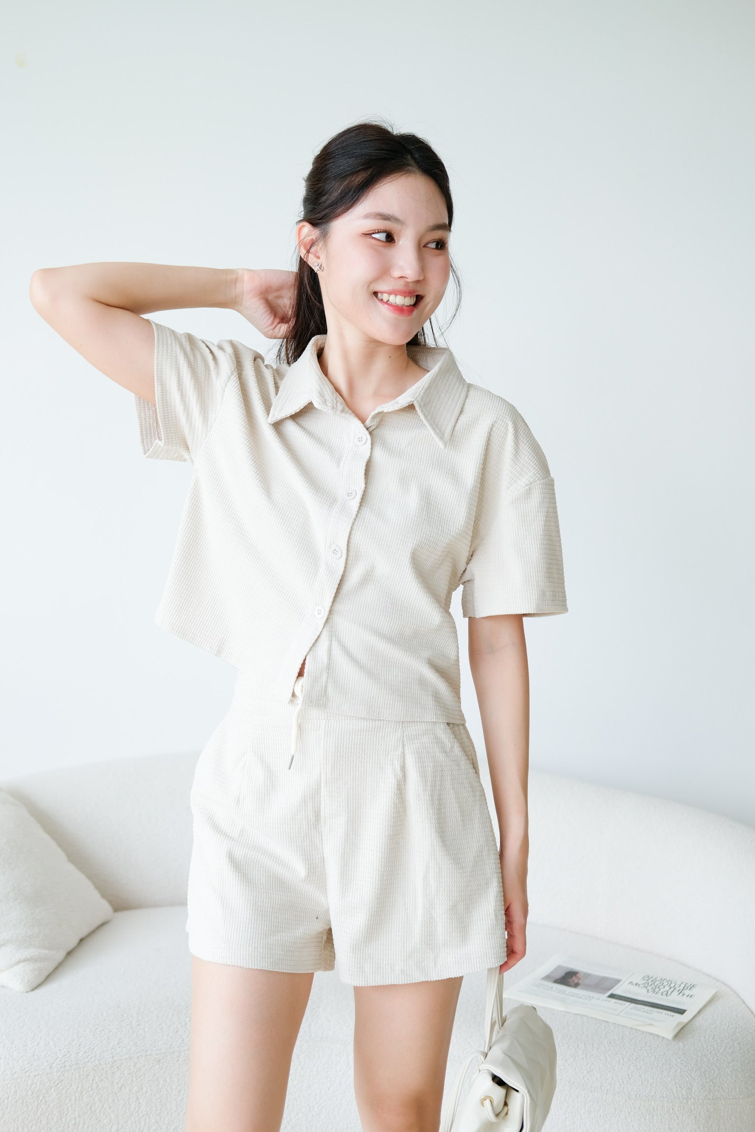 Jonah Shirt Lounge Set (Sand Beige)
